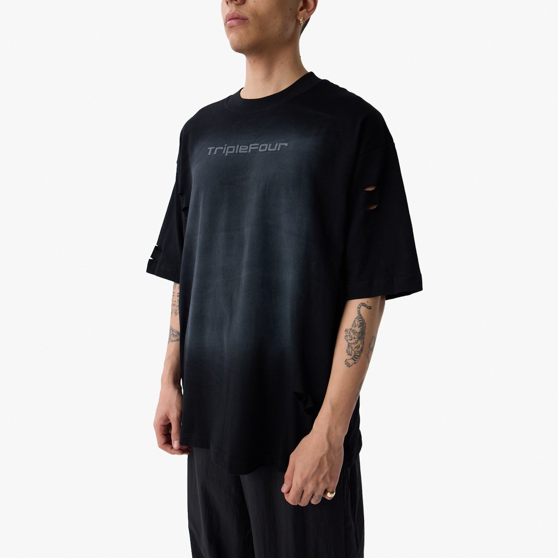 Black Oversized Logo T-shirt From Triple Four