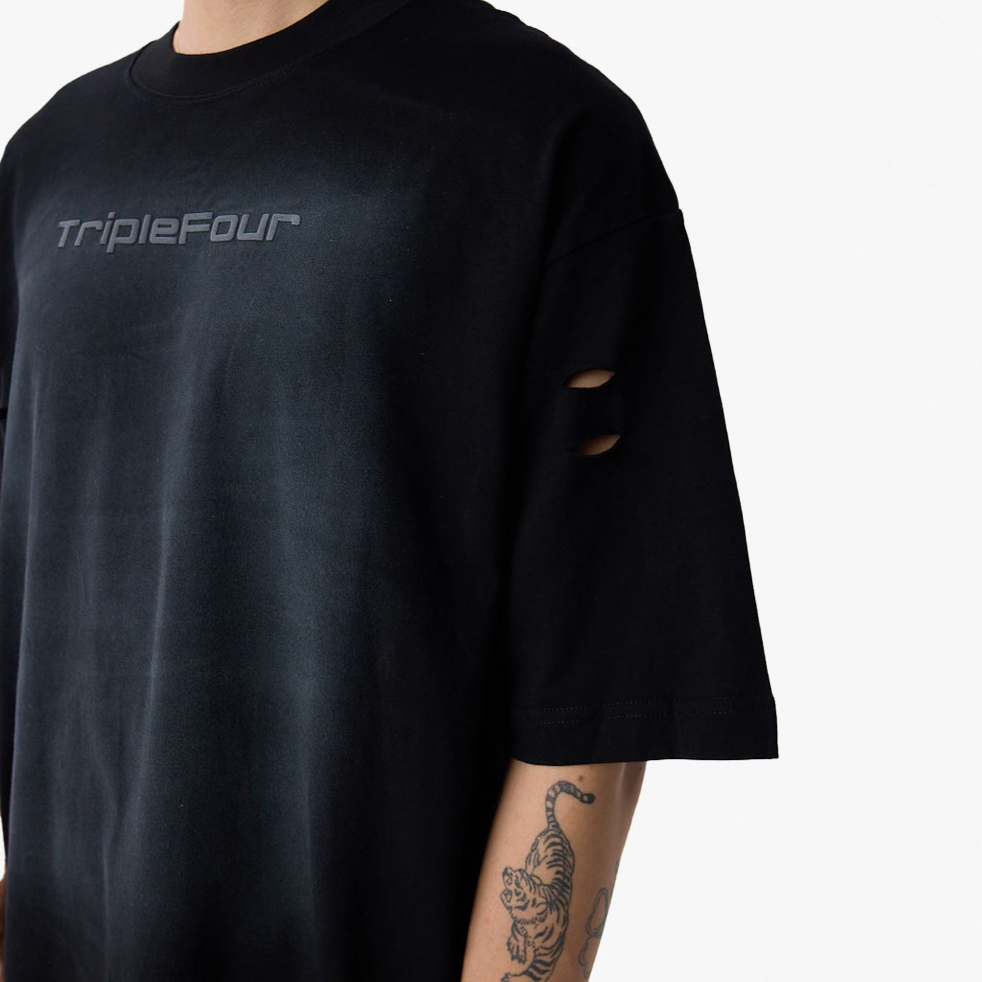 Black Oversized Logo T-shirt From Triple Four