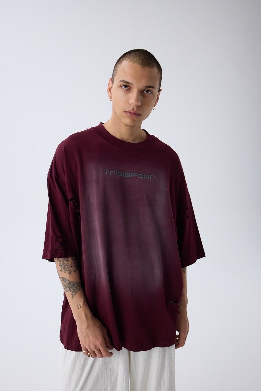 Maroon Oversized Logo T-shirt From Triple Four