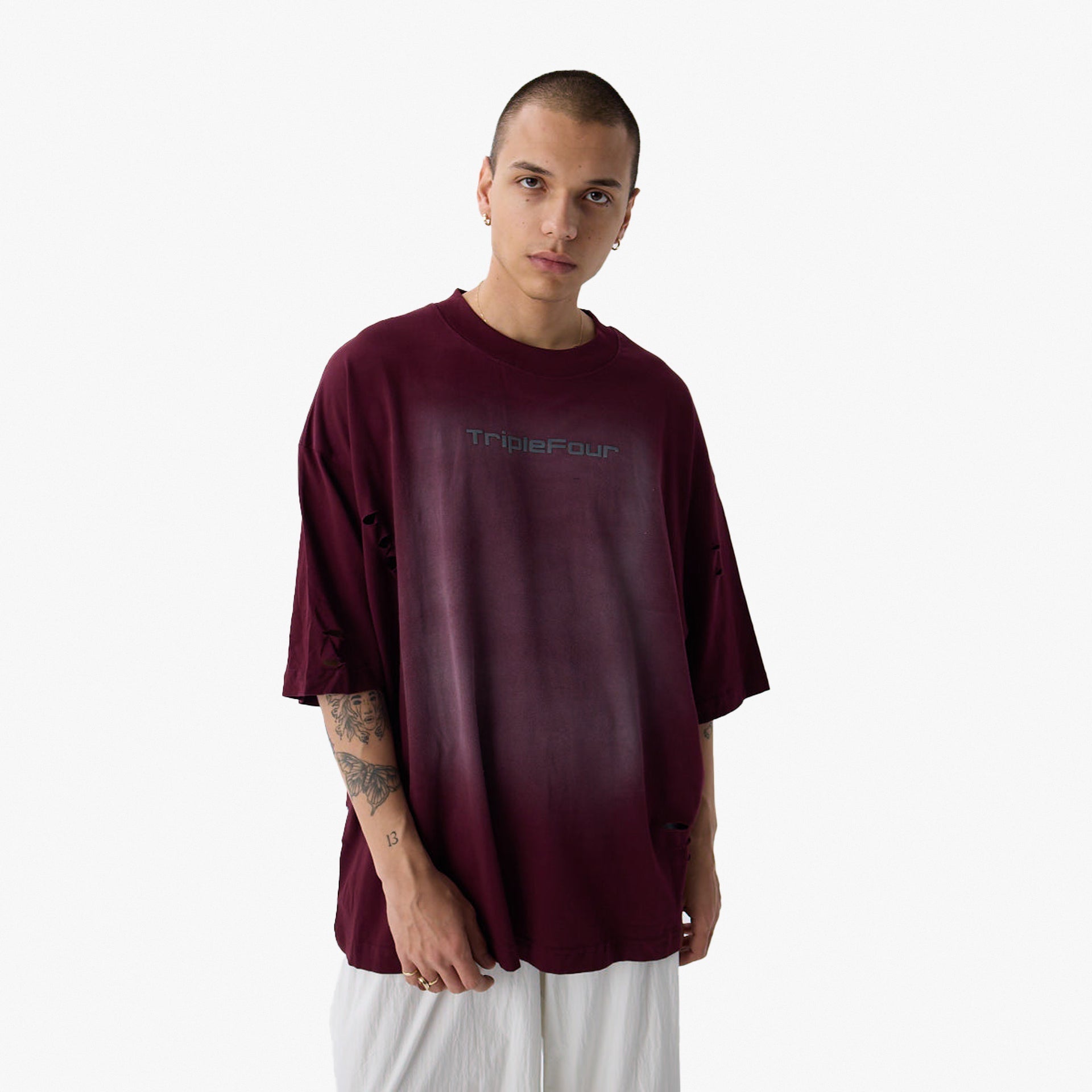 Maroon Oversized Logo T-shirt From Triple Four