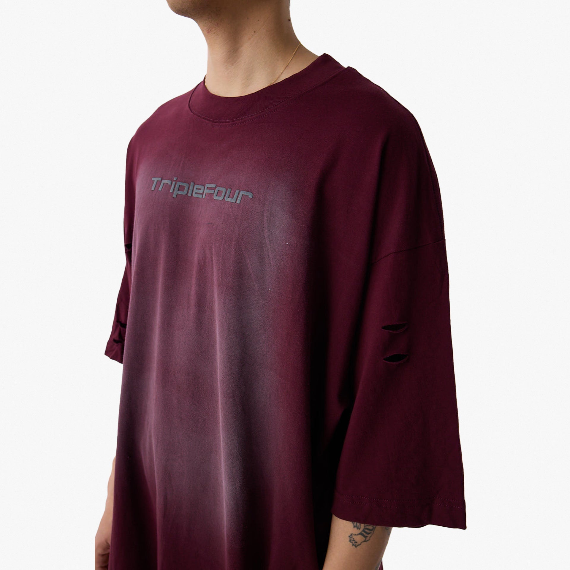 Maroon Oversized Logo T-shirt From Triple Four