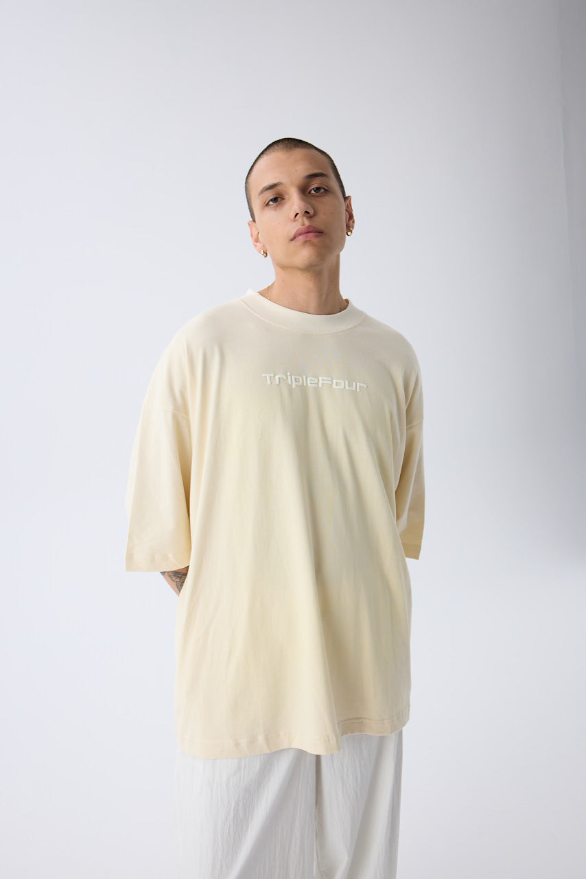 Light Yellow Oversized Logo T-shirt From Triple Four