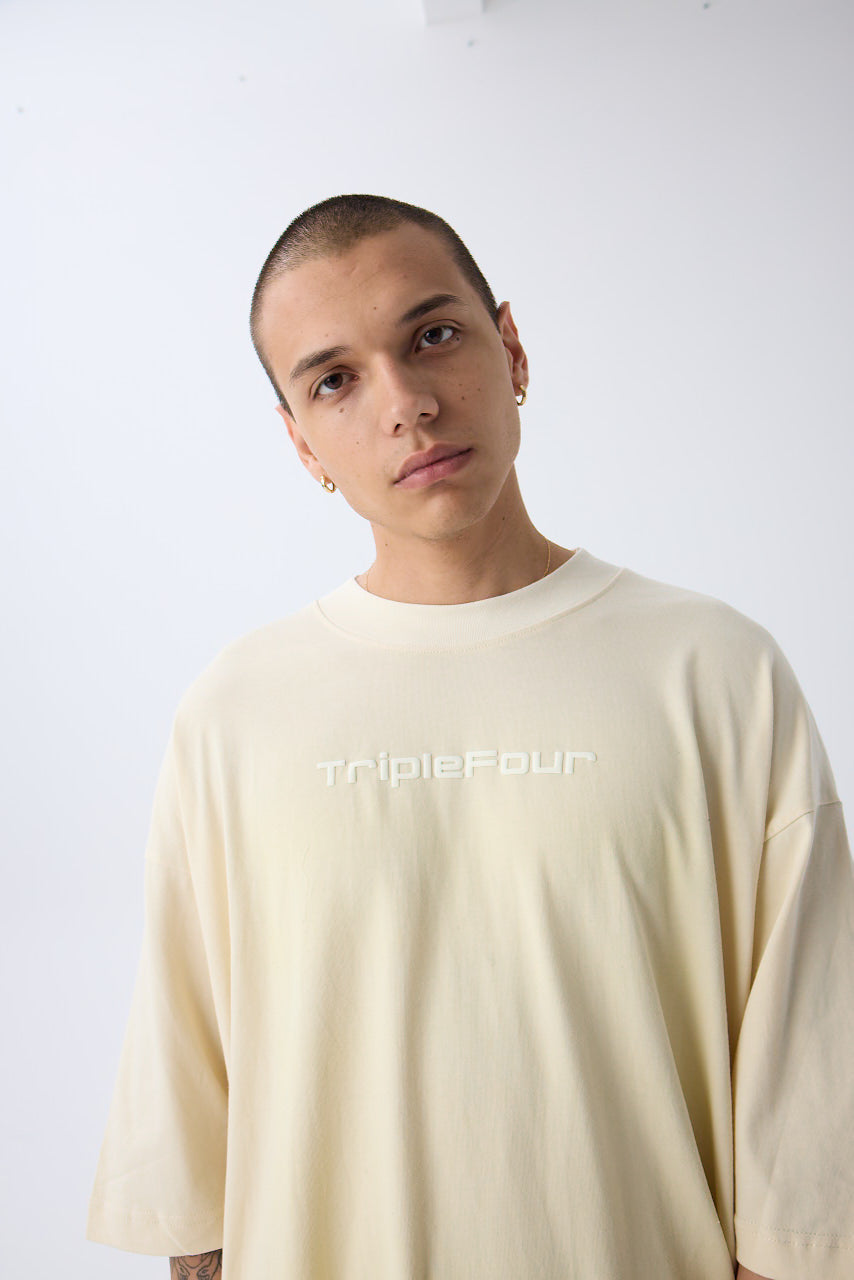 Light Yellow Oversized Logo T-shirt From Triple Four