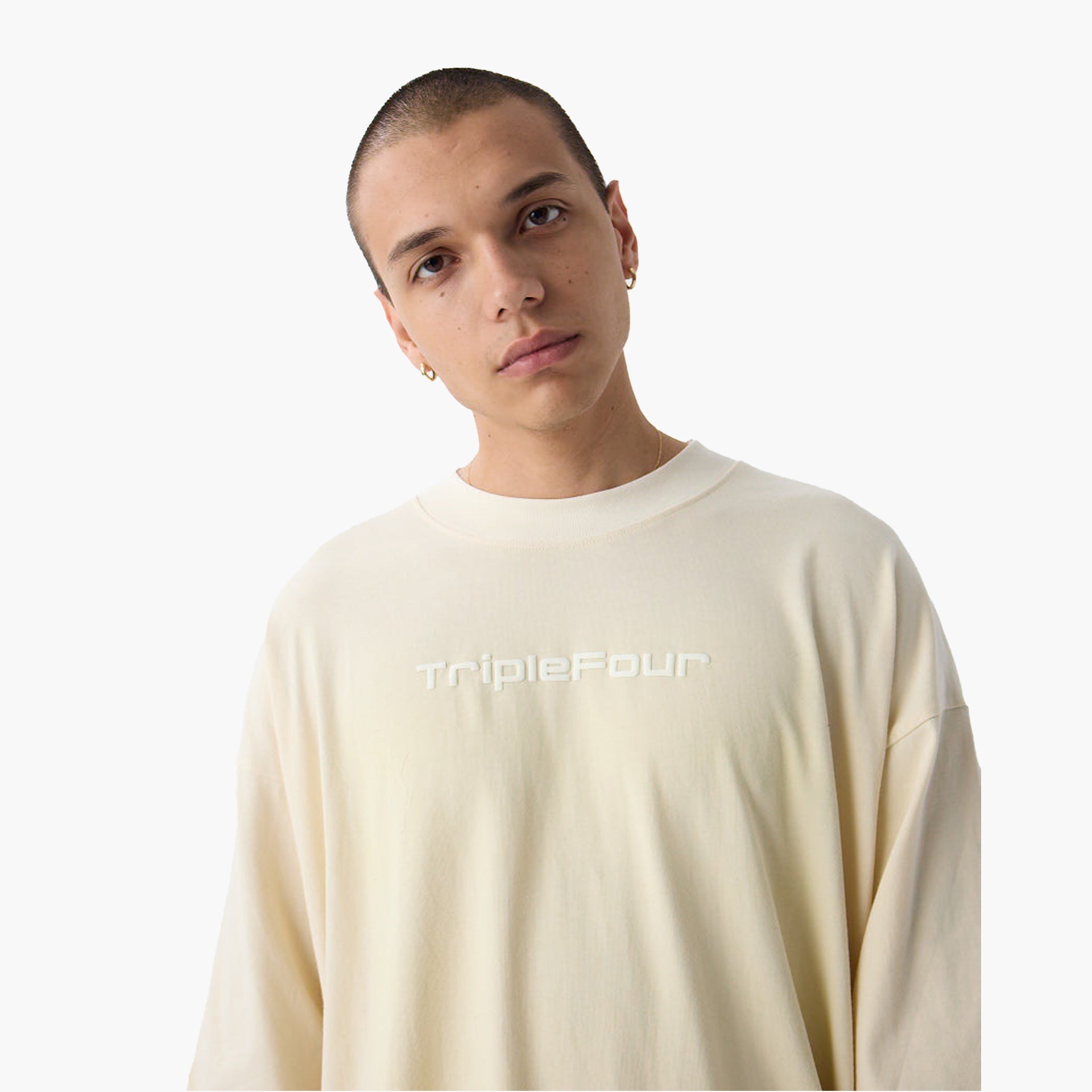 Light Yellow Oversized Logo T-shirt From Triple Four