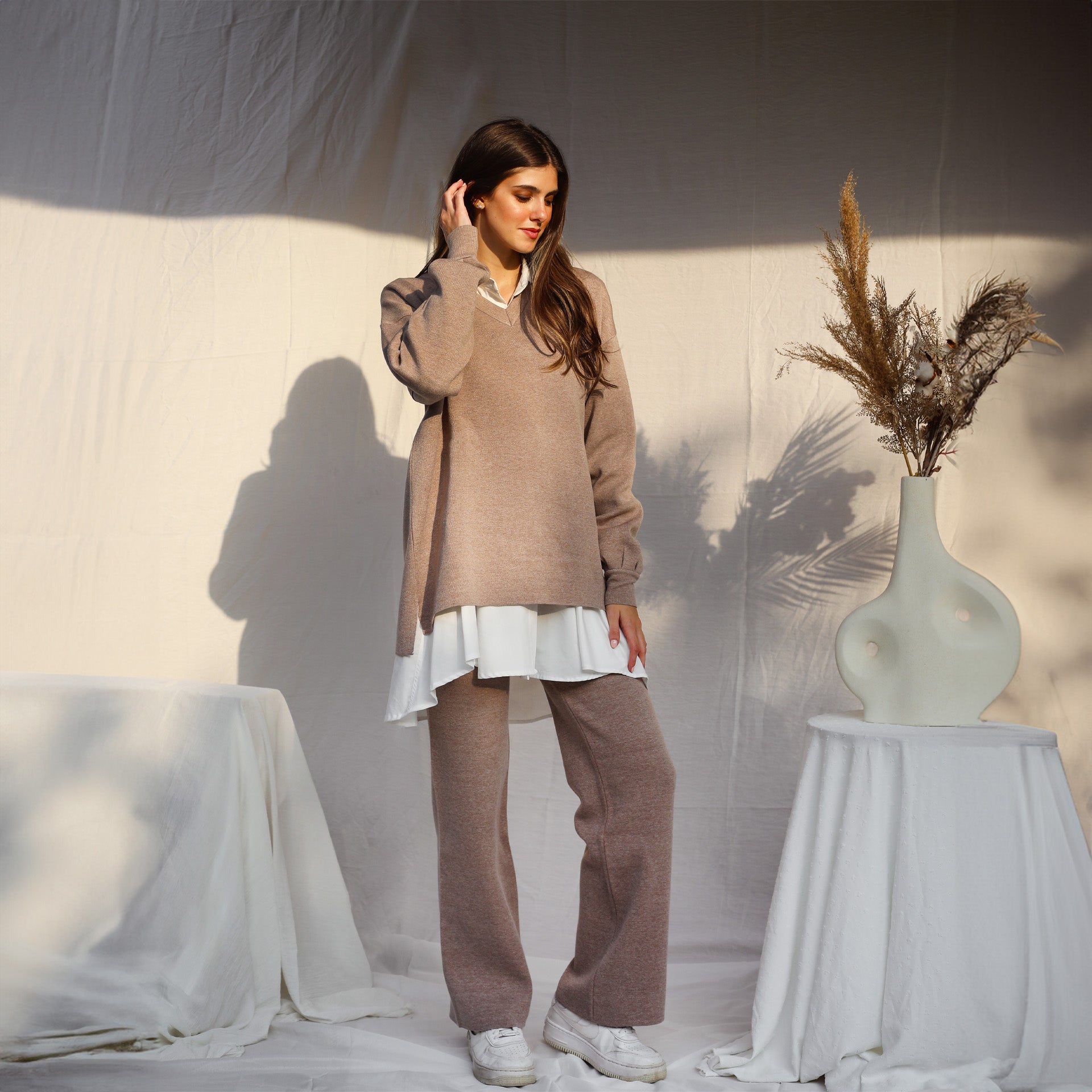 Beige Serene Knit Set - Camicie