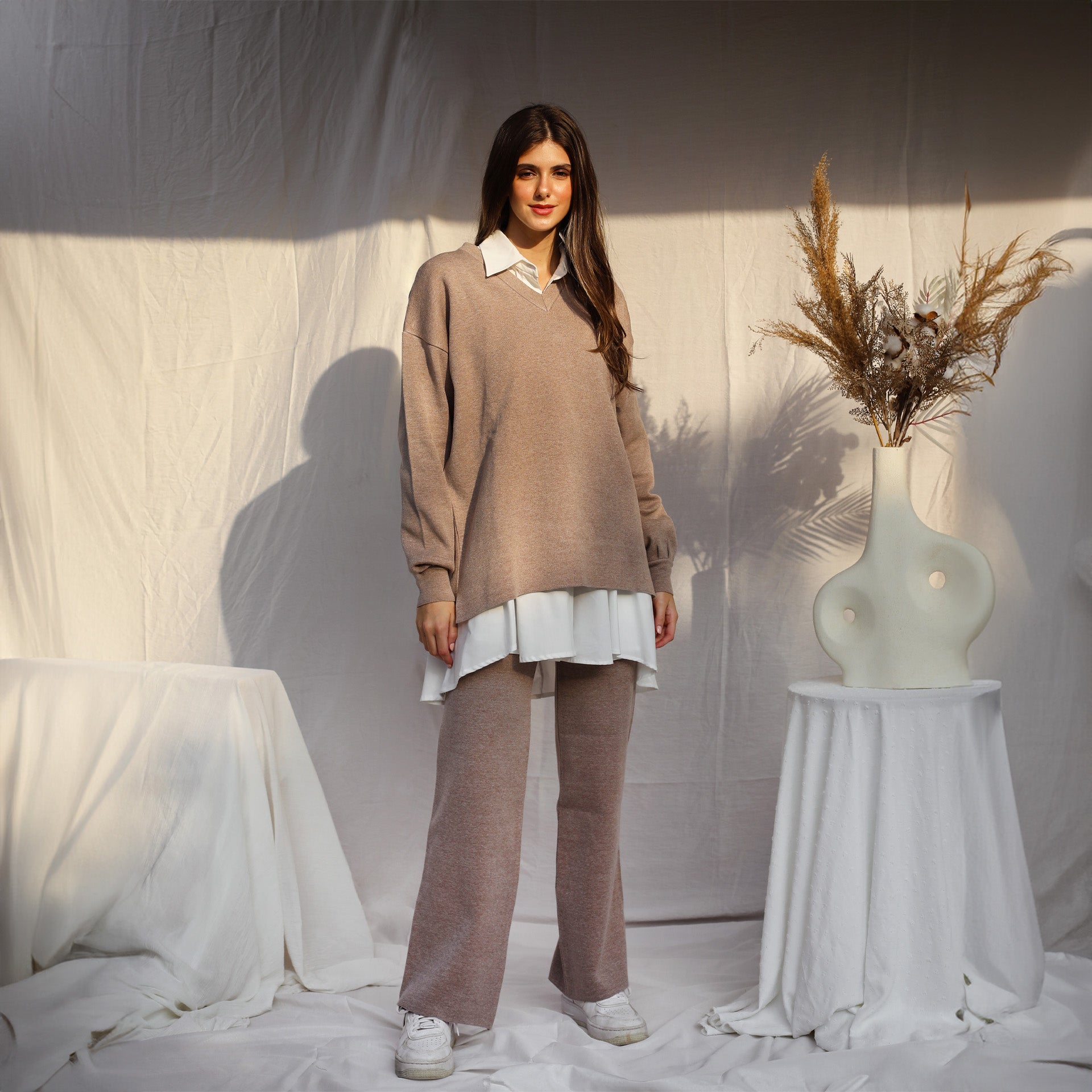 Beige Serene Knit Set - Camicie