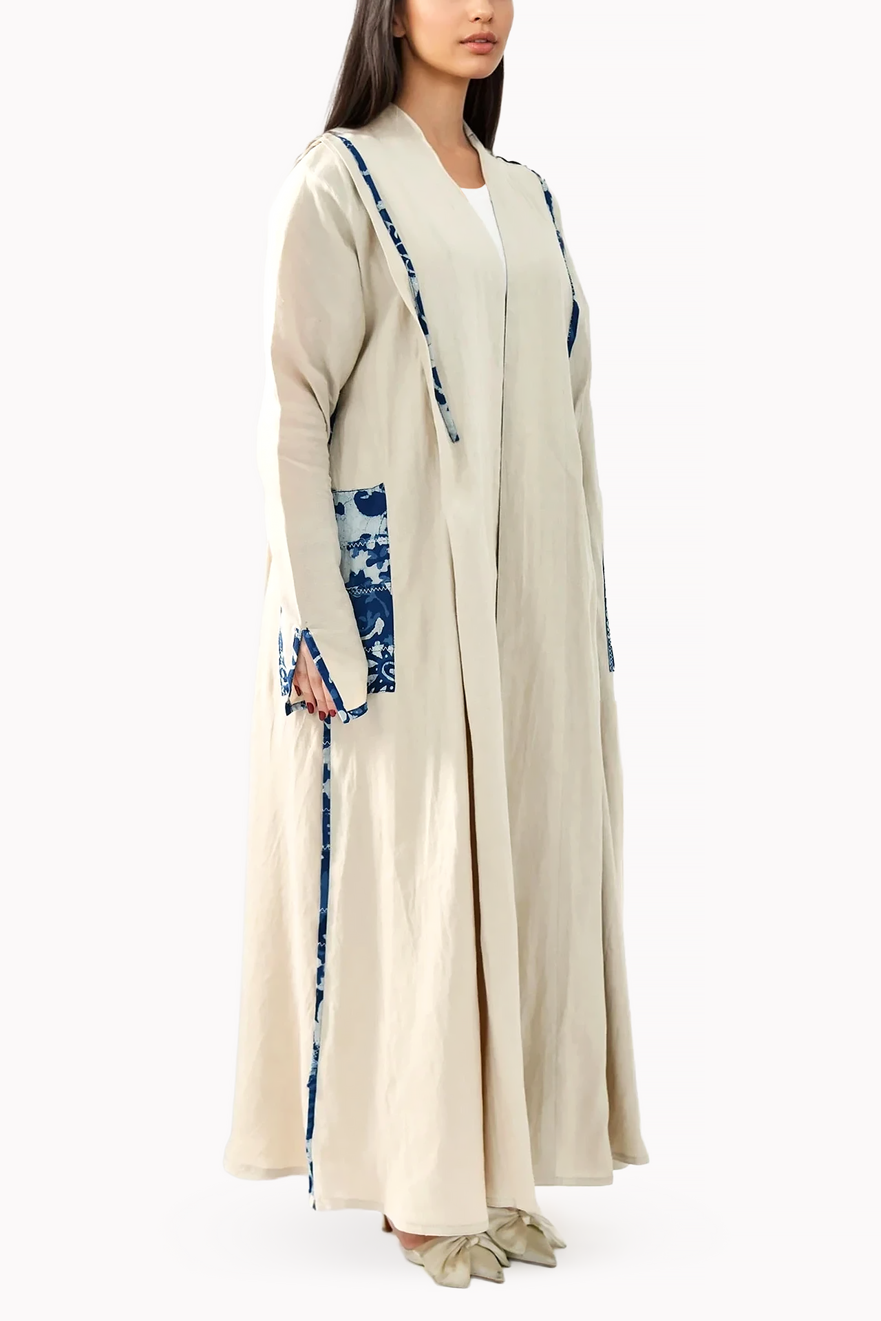 Pocket Linen Beige Abaya by May Thahab