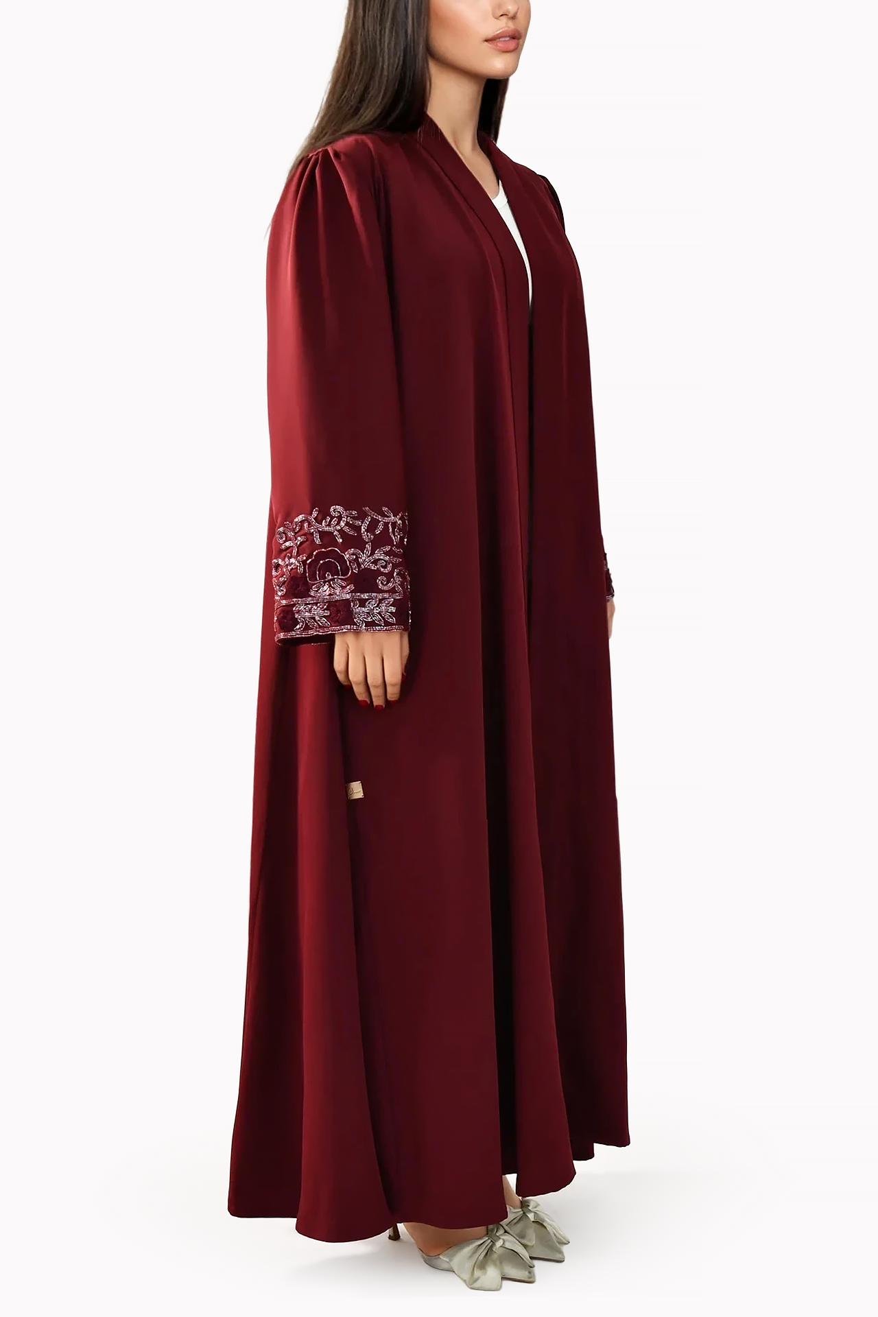 Floral Crepe Maroon Abaya by Misk Abaya