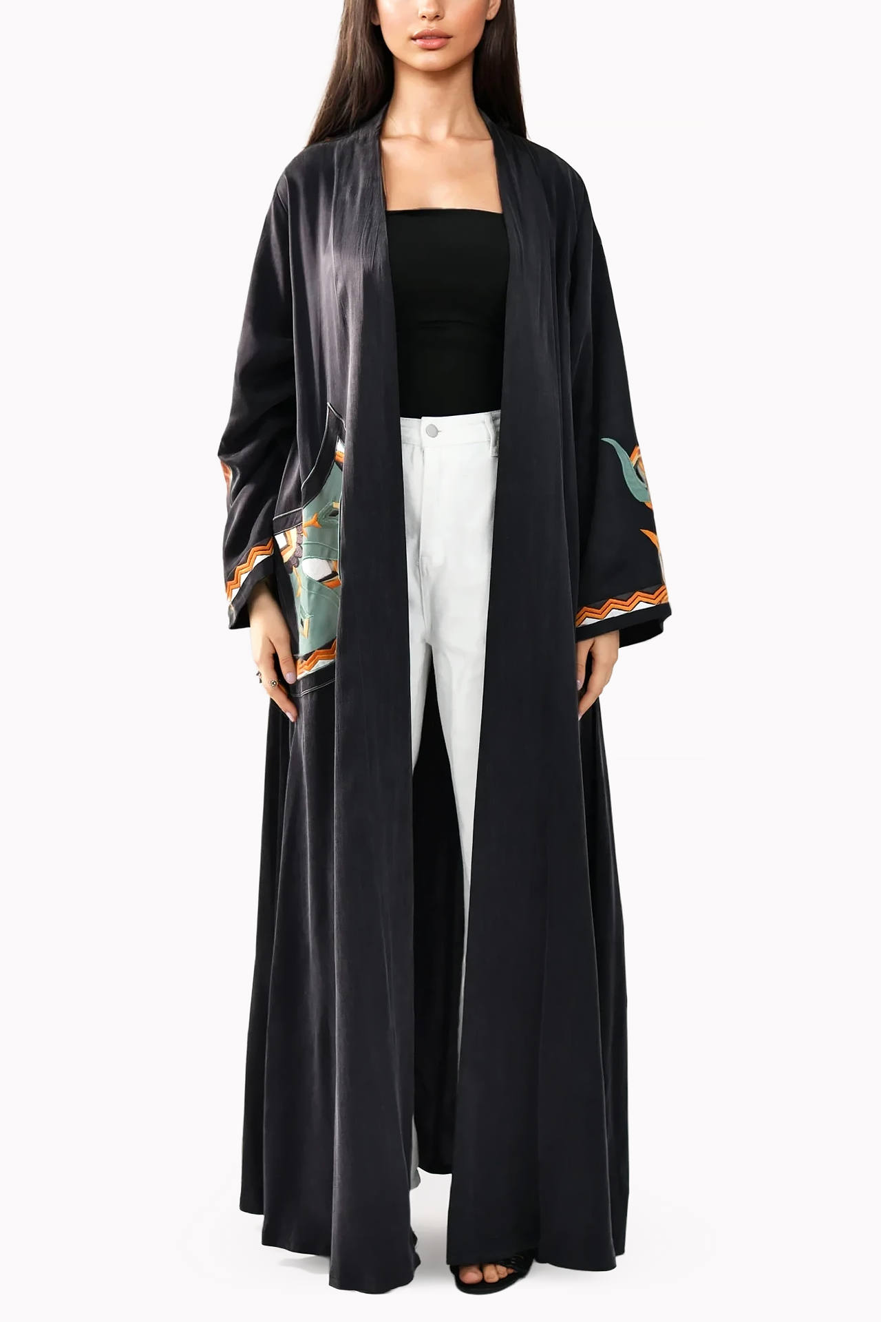 Pocket Silk Grey Abaya by May Thahab