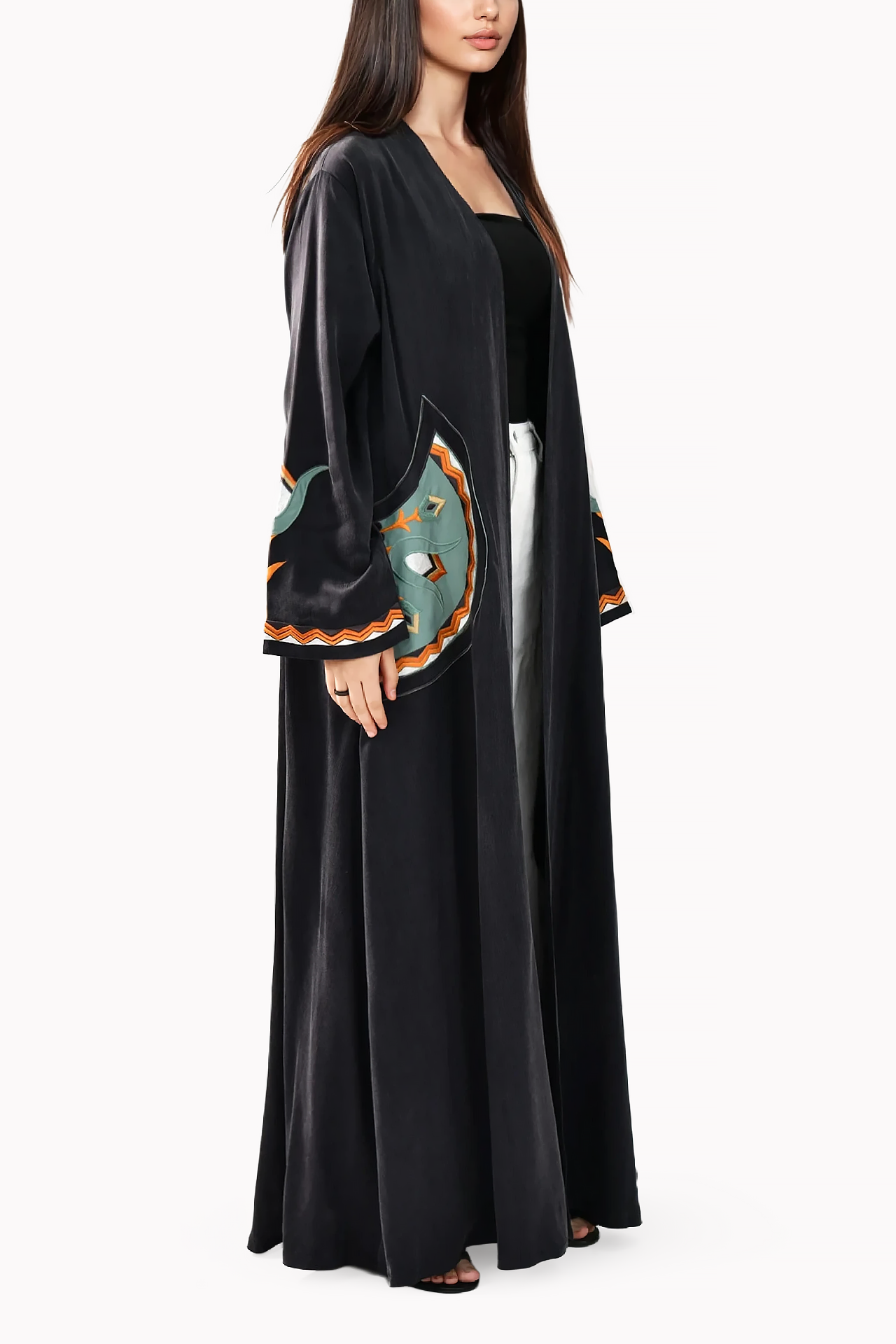 Pocket Silk Grey Abaya by May Thahab