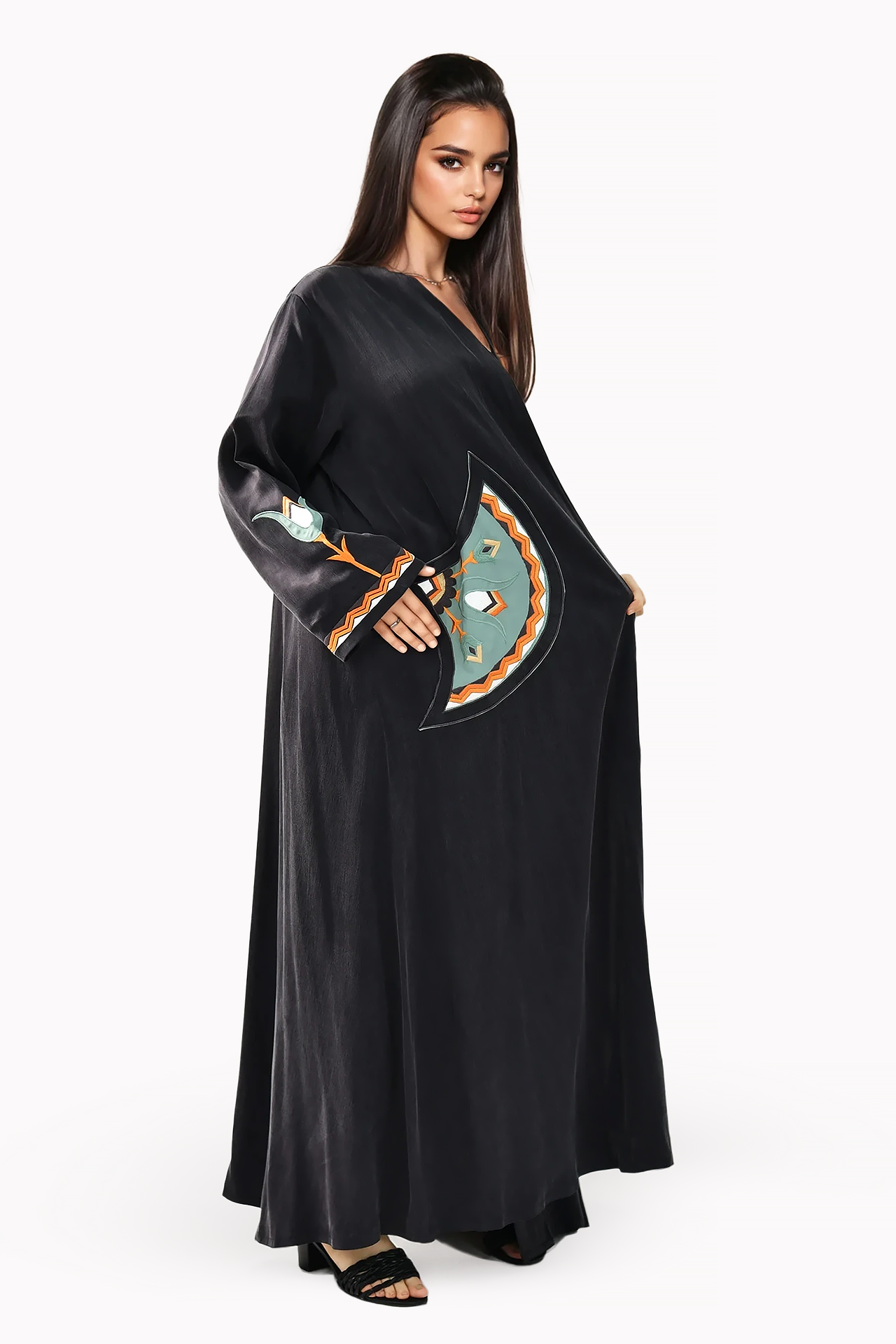 Pocket Silk Grey Abaya by May Thahab