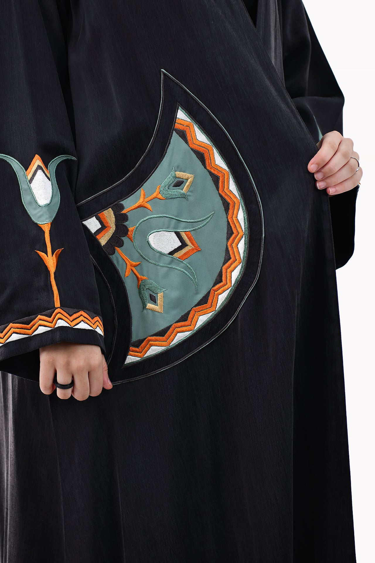 Pocket Silk Grey Abaya by May Thahab