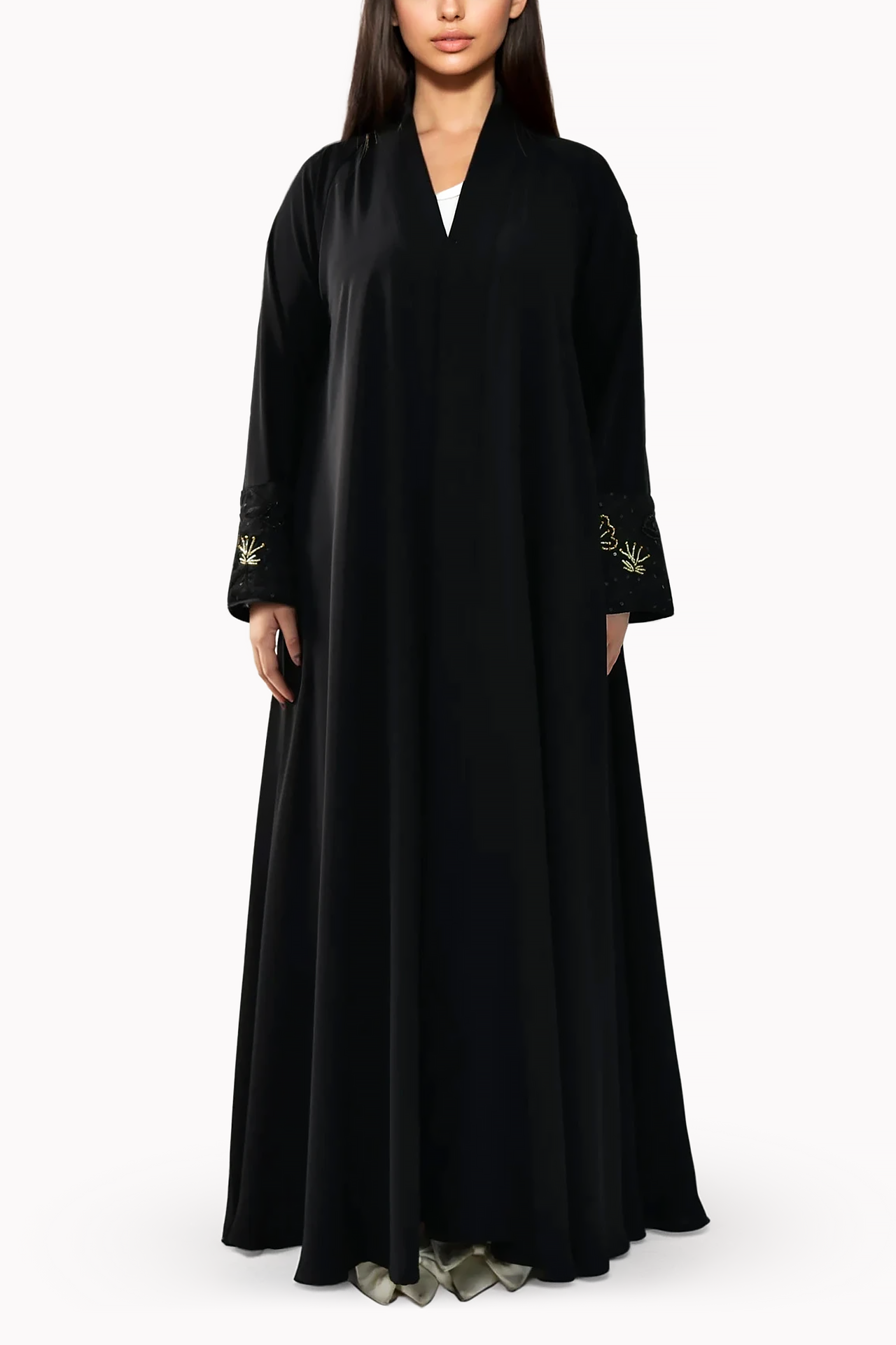 Floral Crepe Black Abaya by Misk Abaya