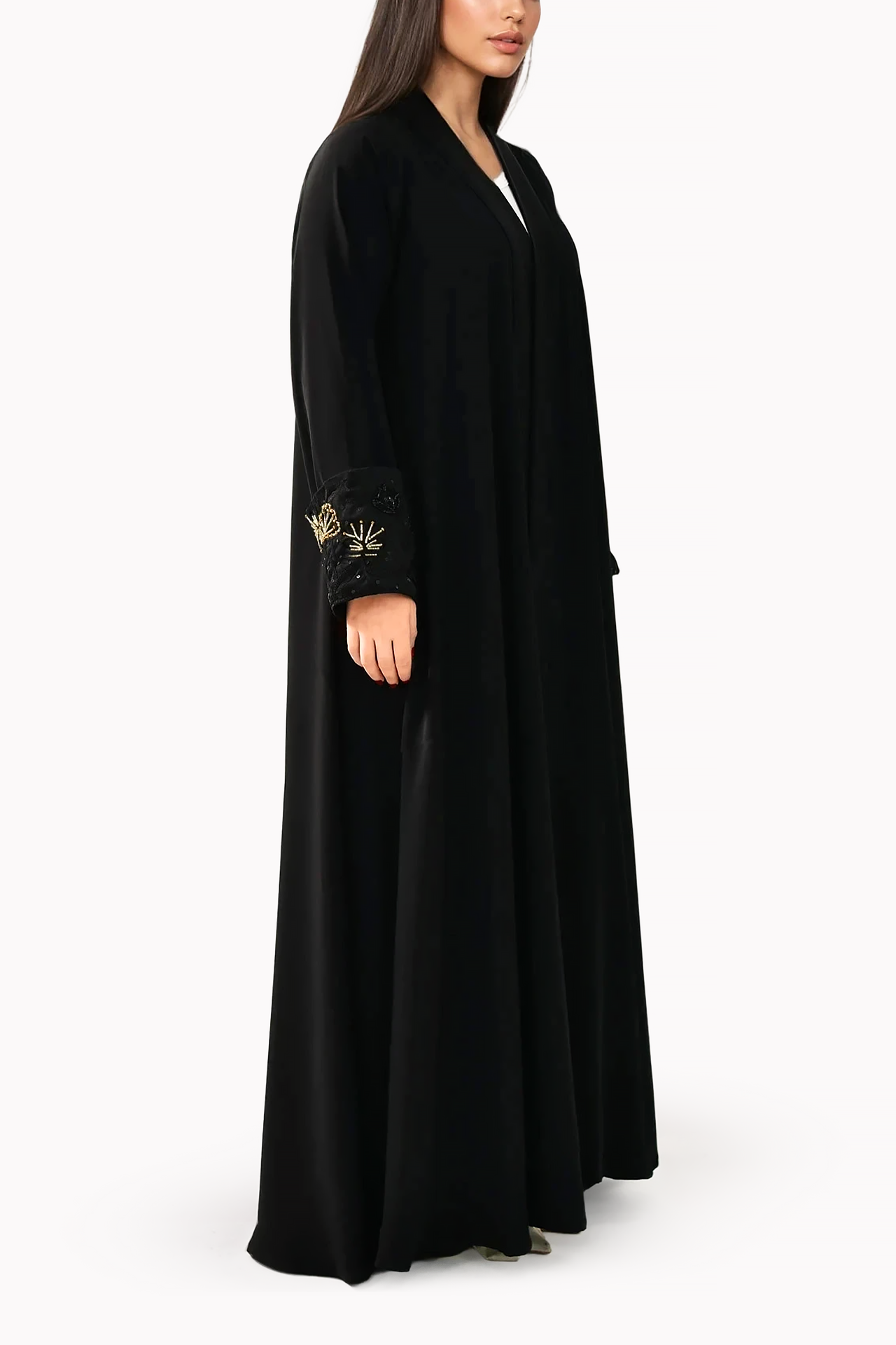Floral Crepe Black Abaya by Misk Abaya