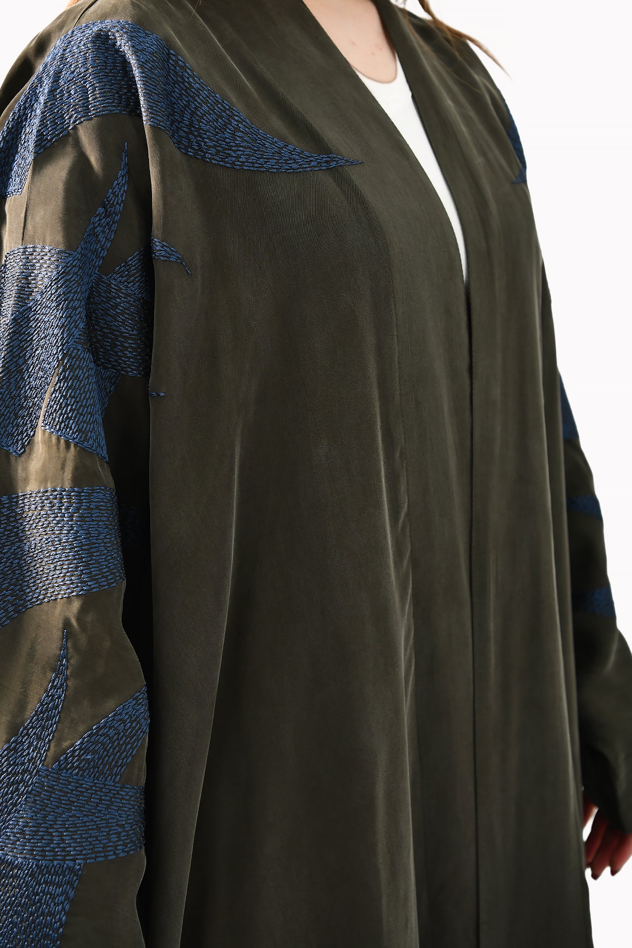 Silk Olive Green Abaya by May Thahab