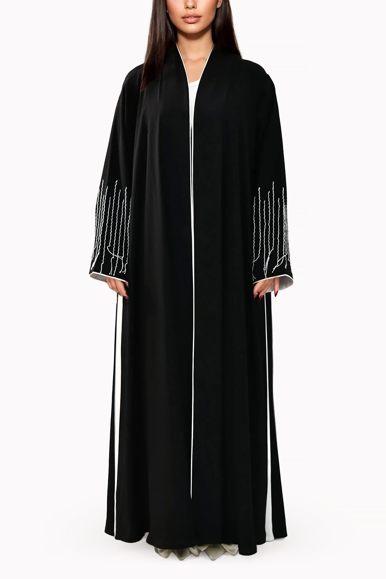 Contrasting Silk Black Abaya by May Thahab