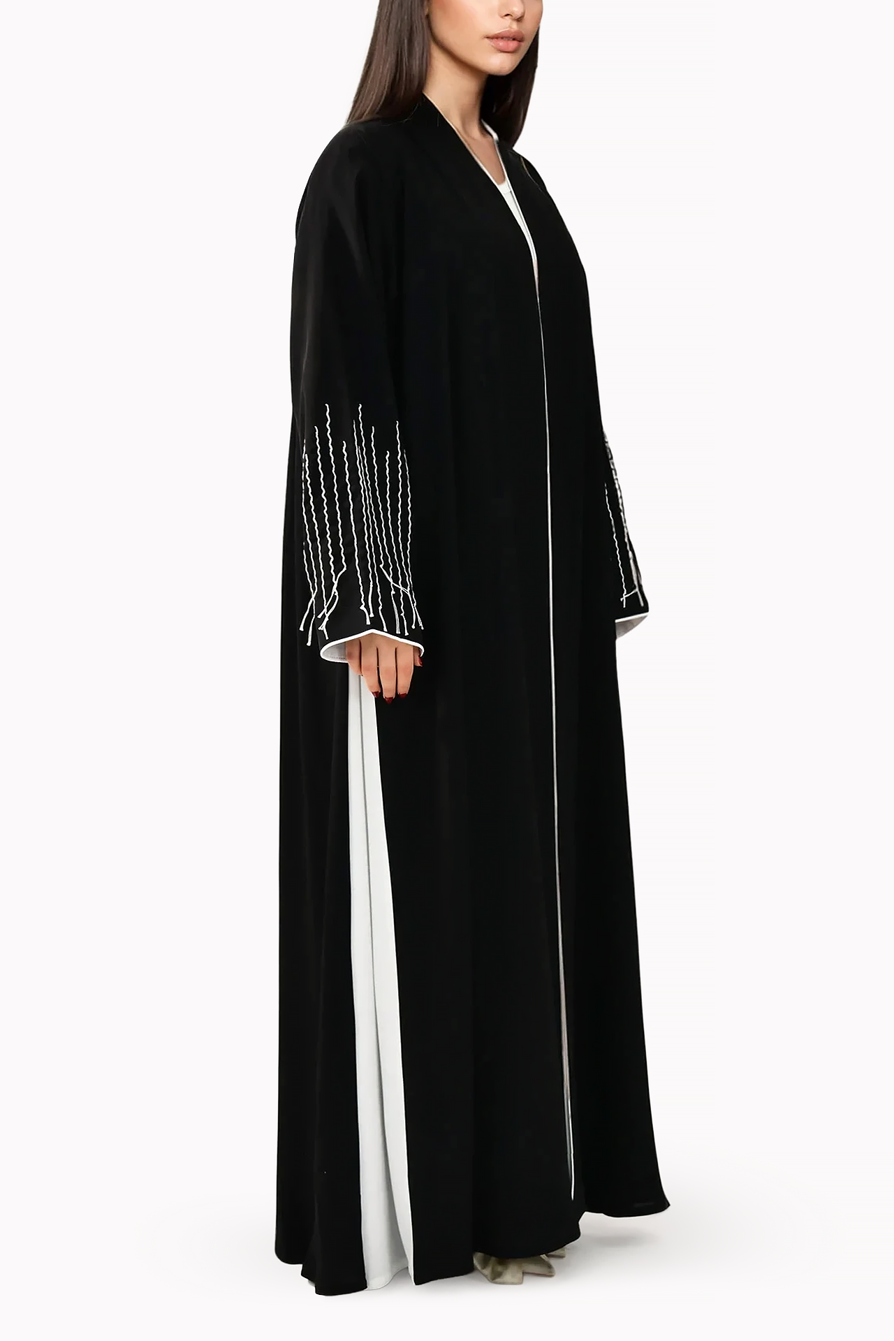 Contrasting Silk Black Abaya by May Thahab