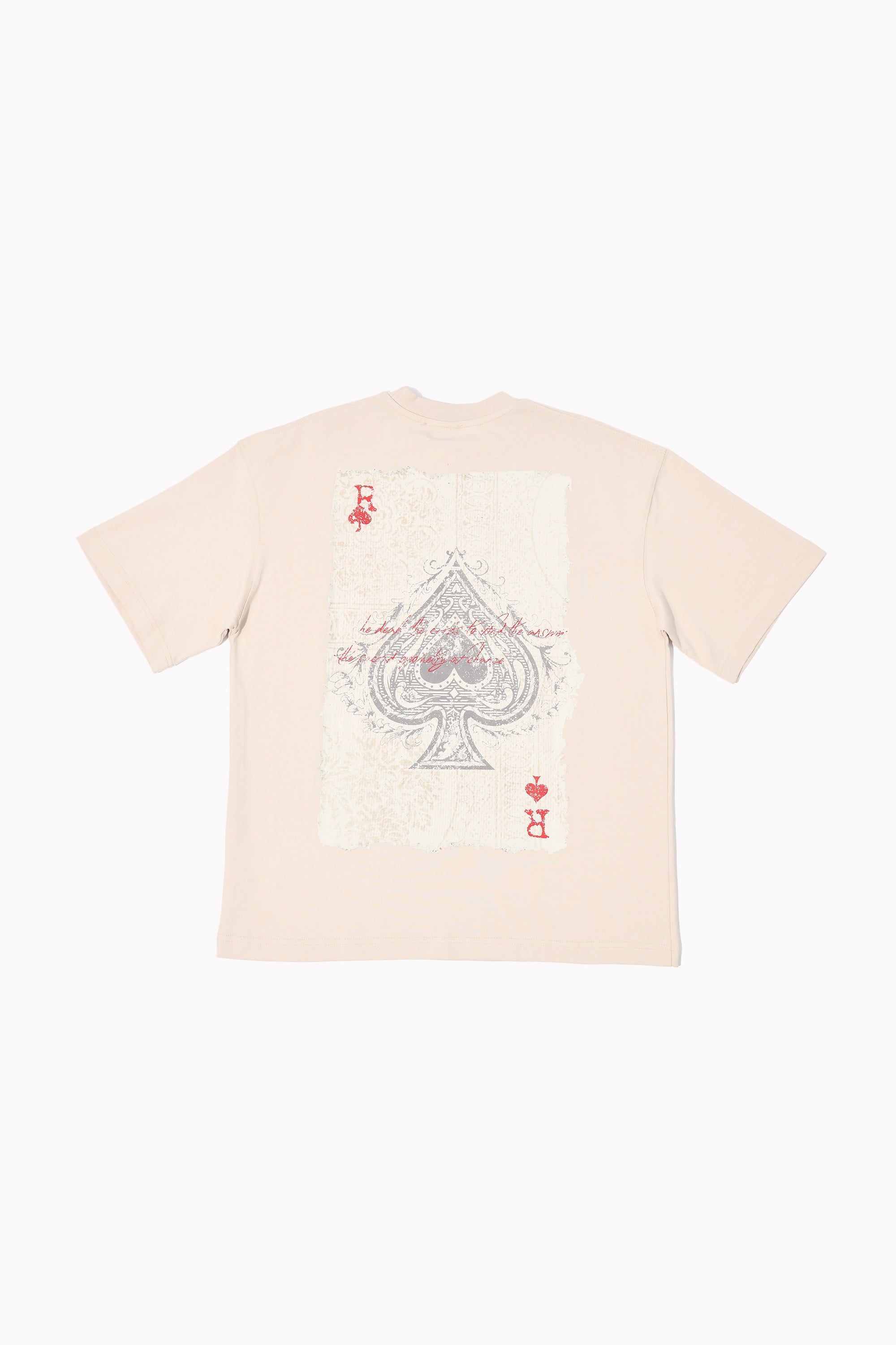 Men Beige Spades T-shirt by WECRE8