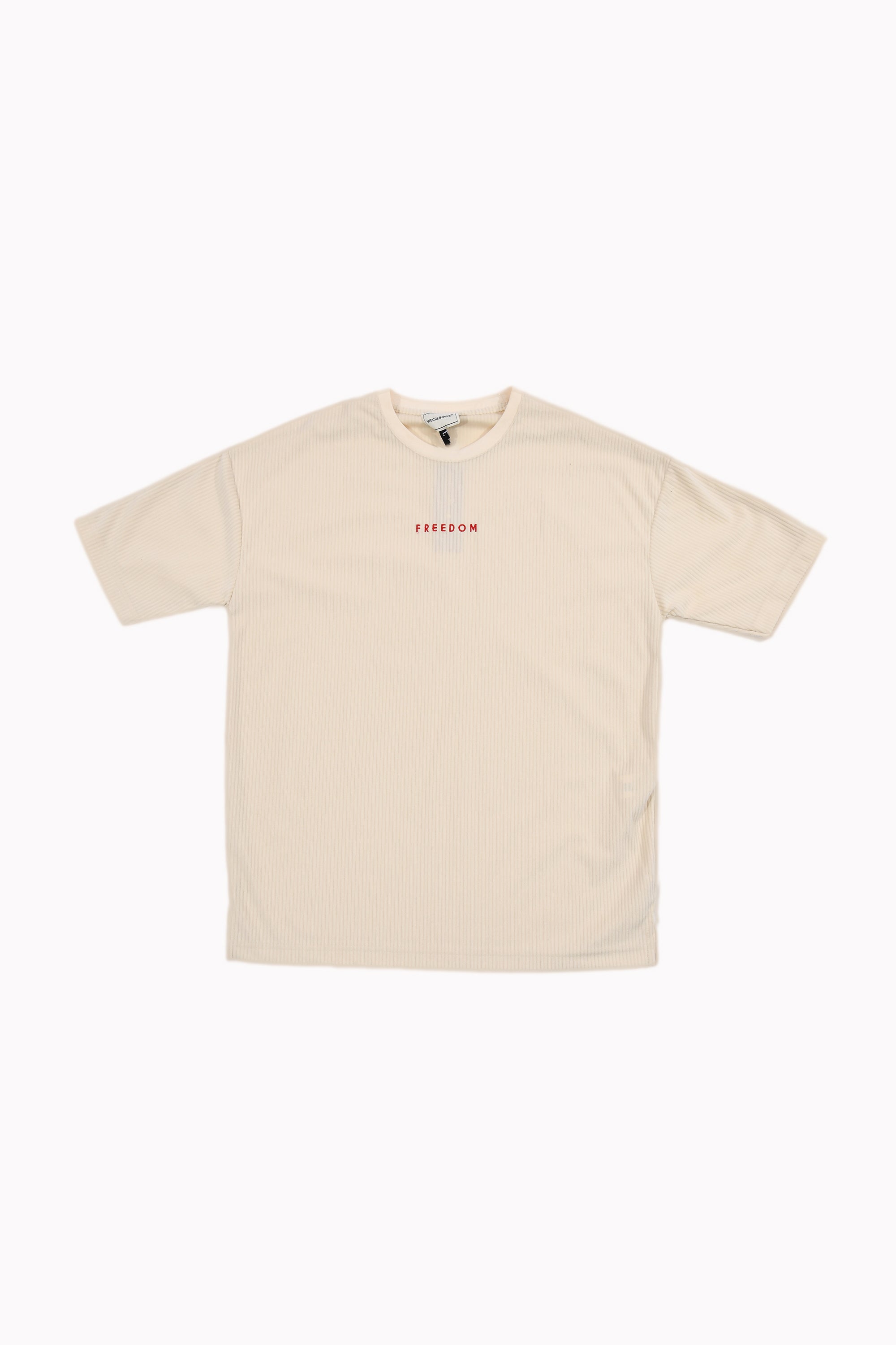 Men Beige Set of "Freedom" T-shirt and Shorts by WECRE8