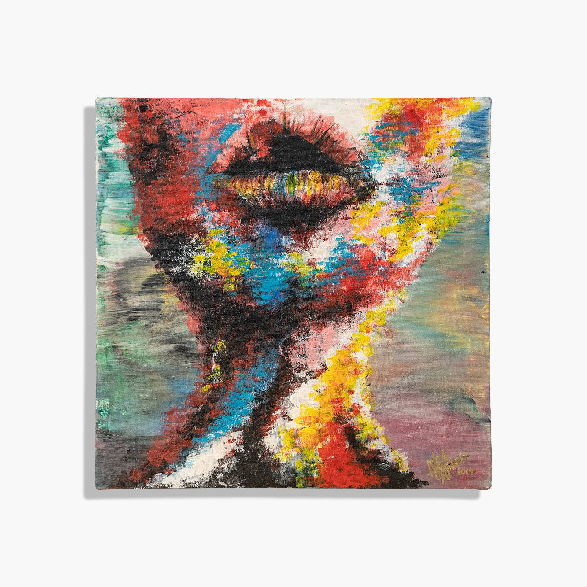 Abstract Lips Acrylic Painting by Njood Art