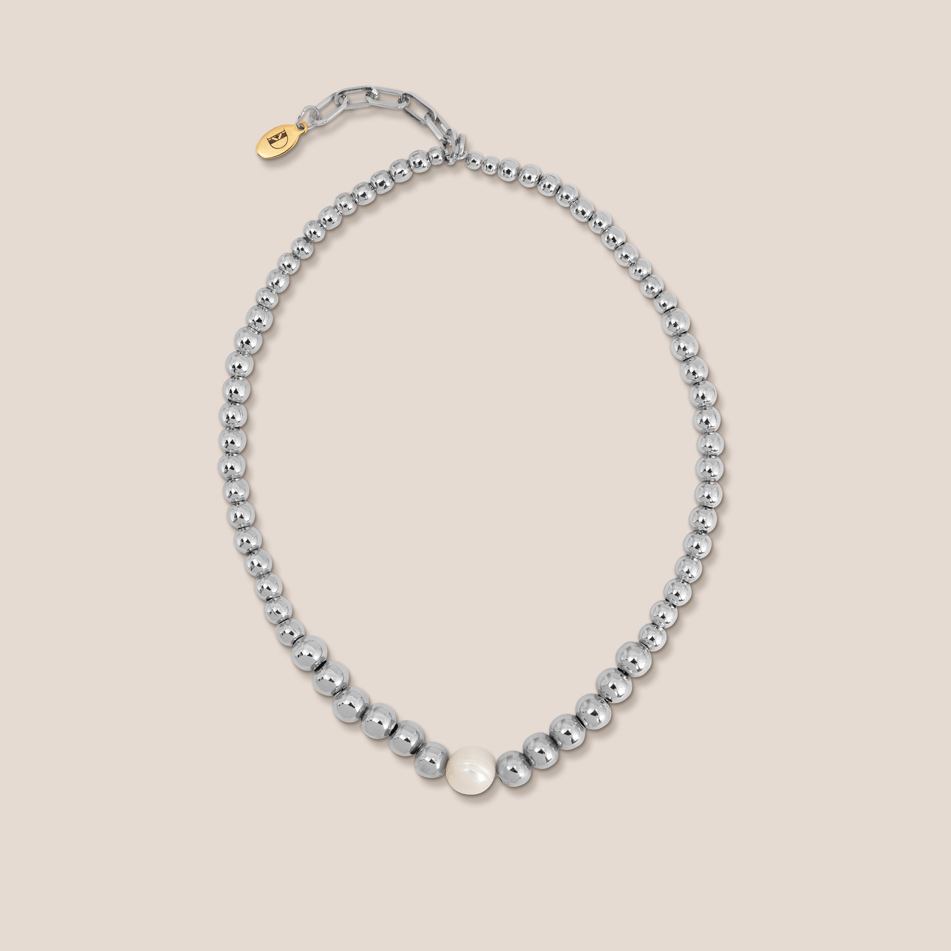 Silver Bubble Choker with Pearl By D By Dalia