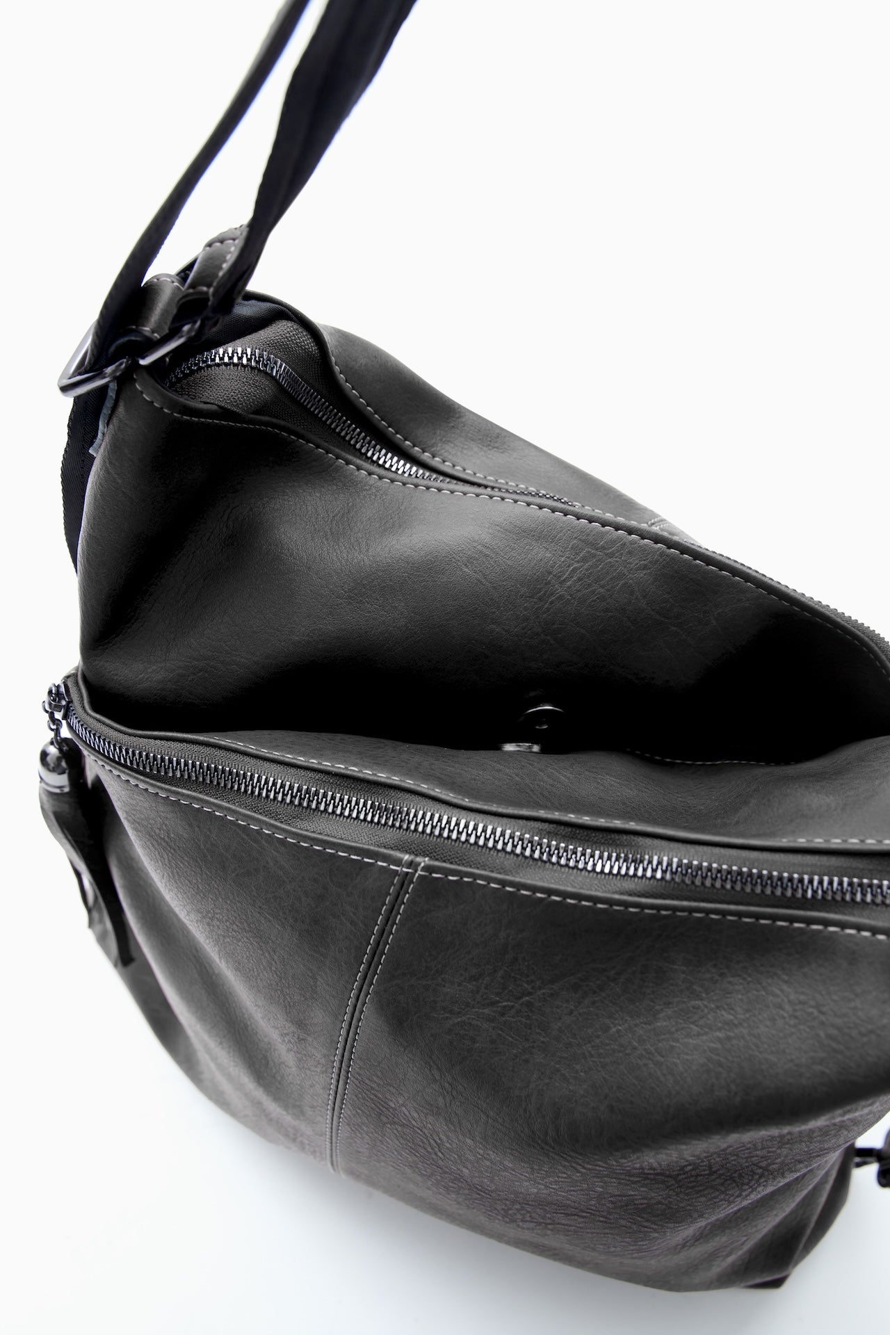 Black Slouchy Tassel Shoulder Bag by WECRE8