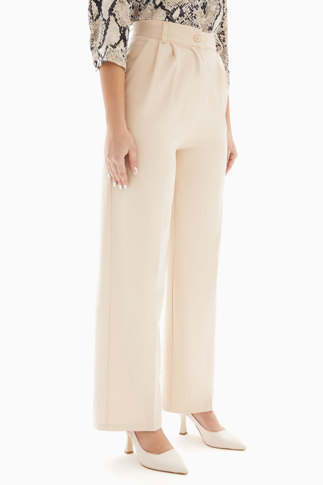 Beige Classic Trousers with Belt By WECRE8