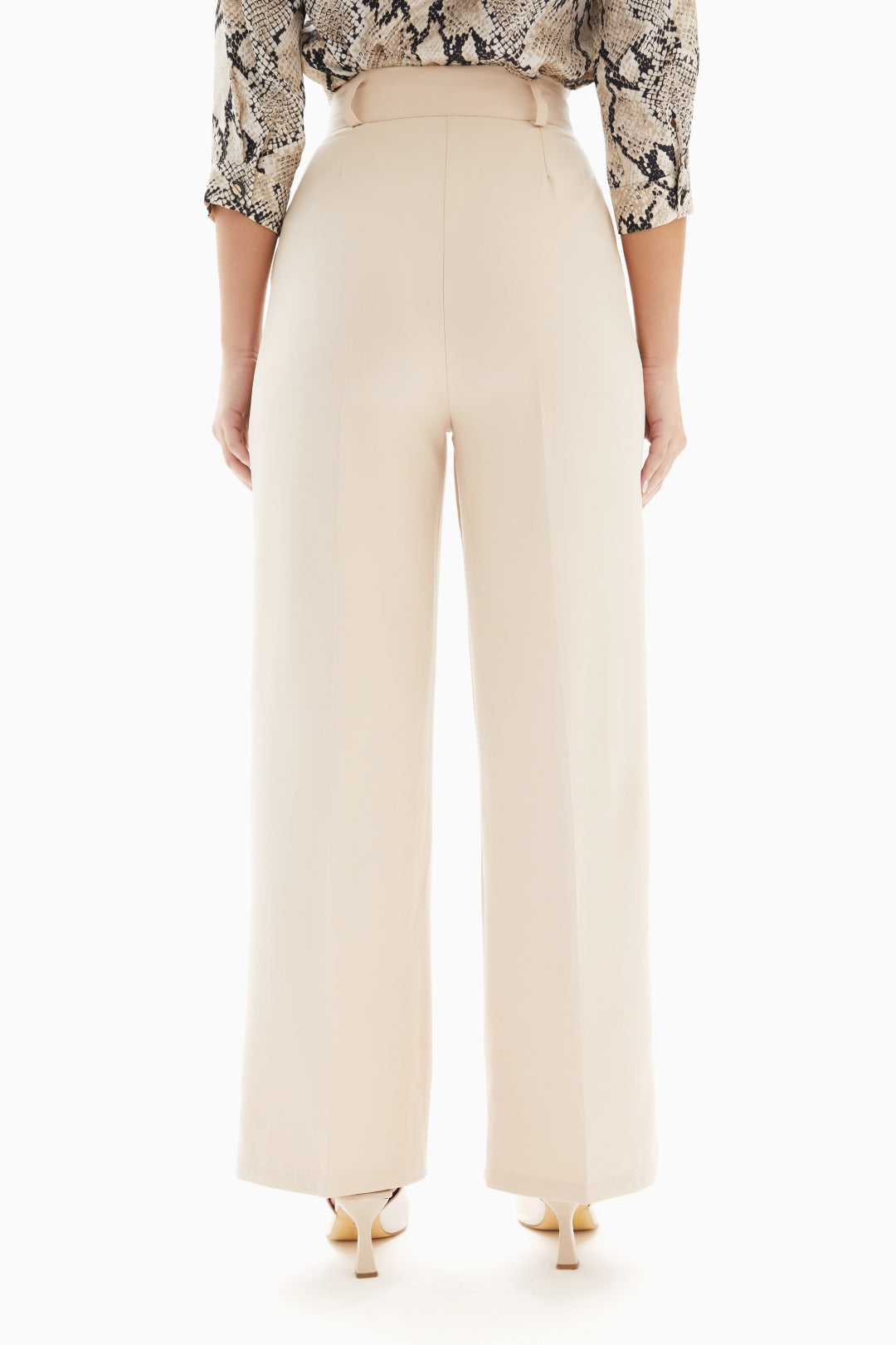 Beige Classic Trousers with Belt By WECRE8