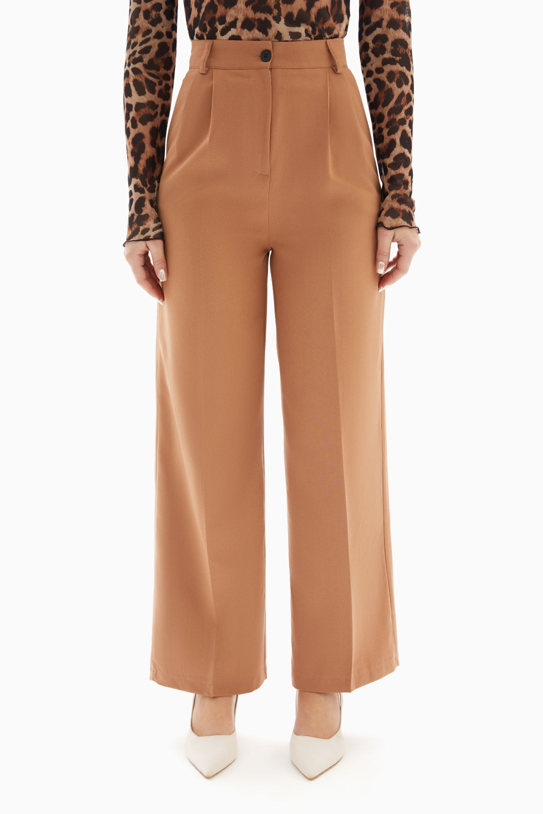 Brown Classic Trousers with Belt By WECRE8