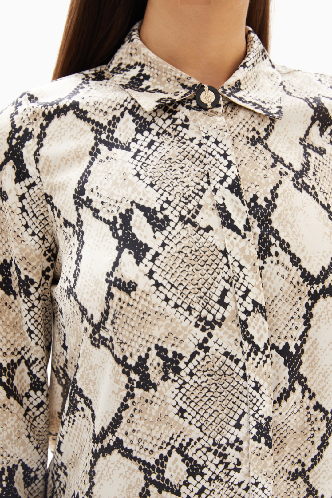 Beige Snake Print Blouse By WECRE8