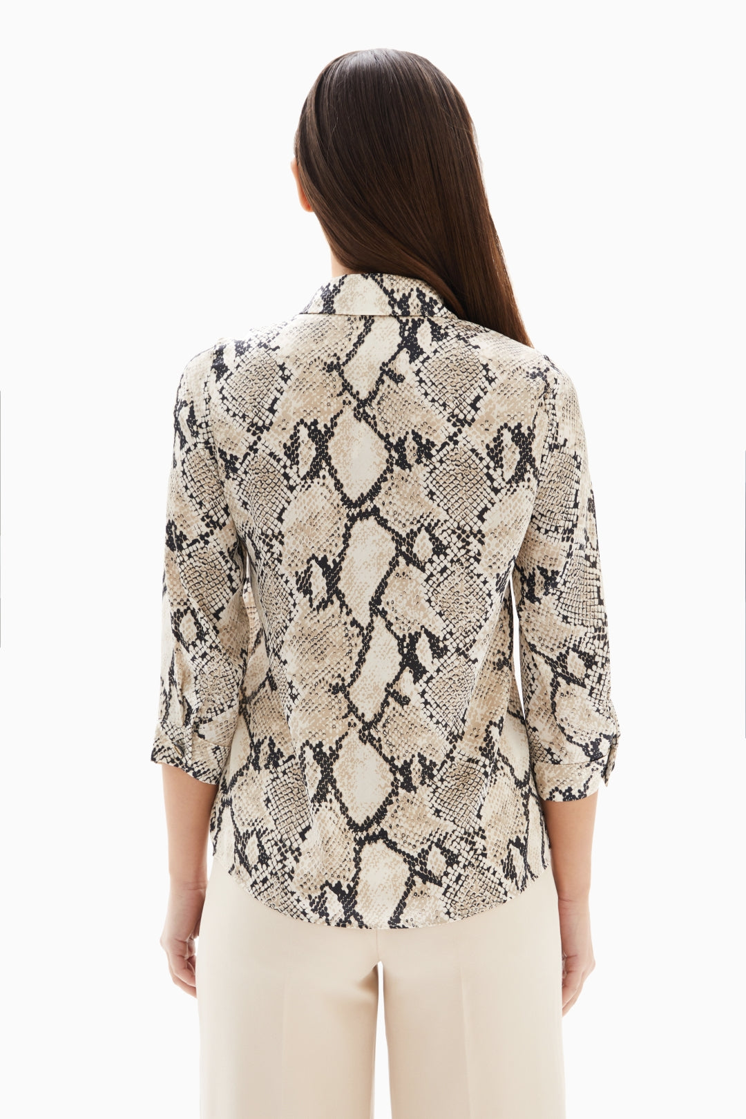 Beige Snake Print Blouse By WECRE8