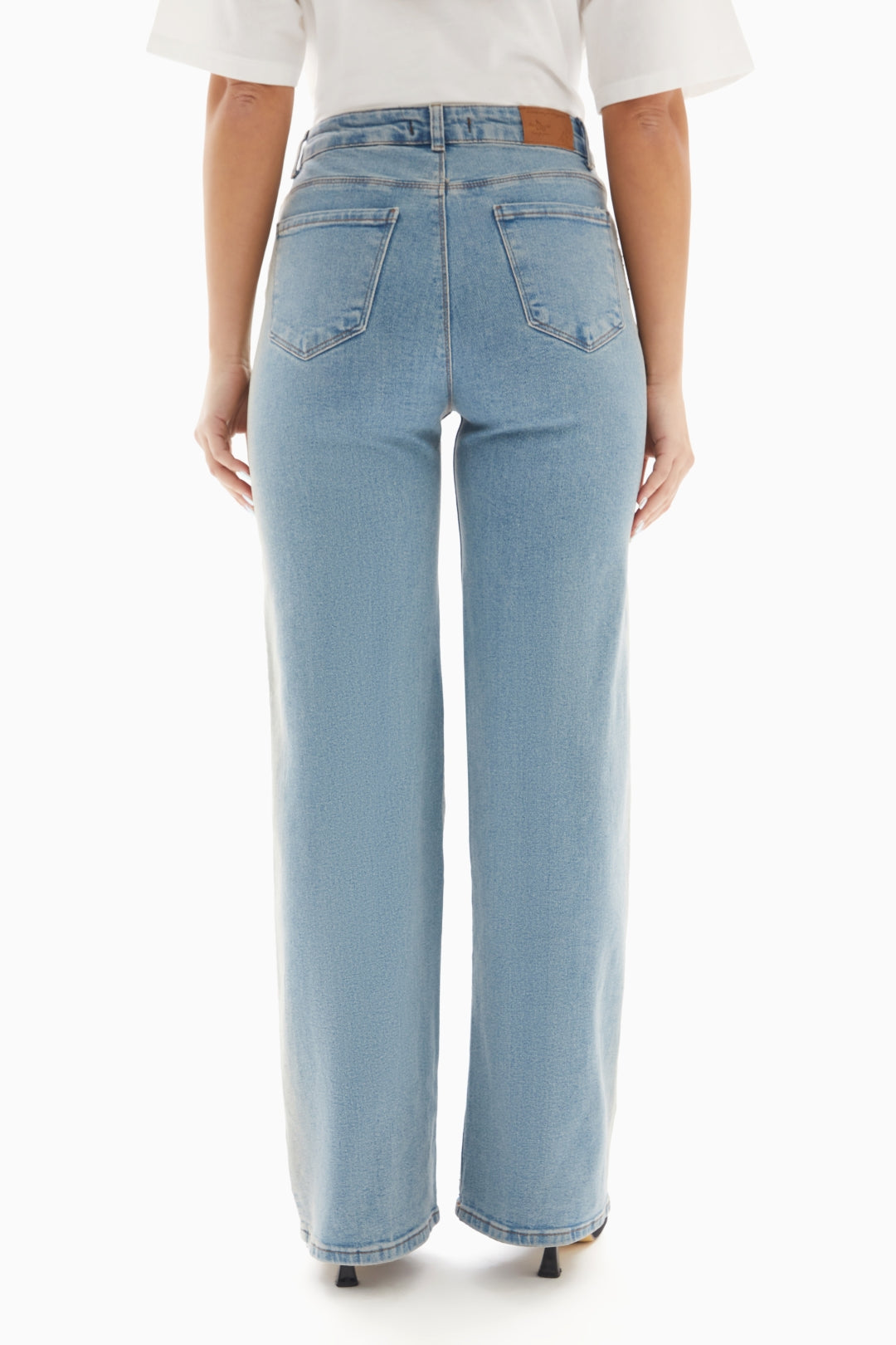 Light Blue Embellished Denim Jeans By WECRE8