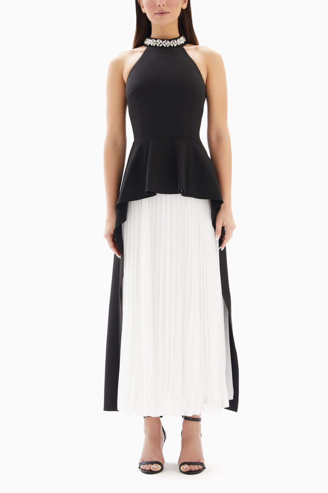 Maxi Black/White Asymmetrical Dress By WECRE8