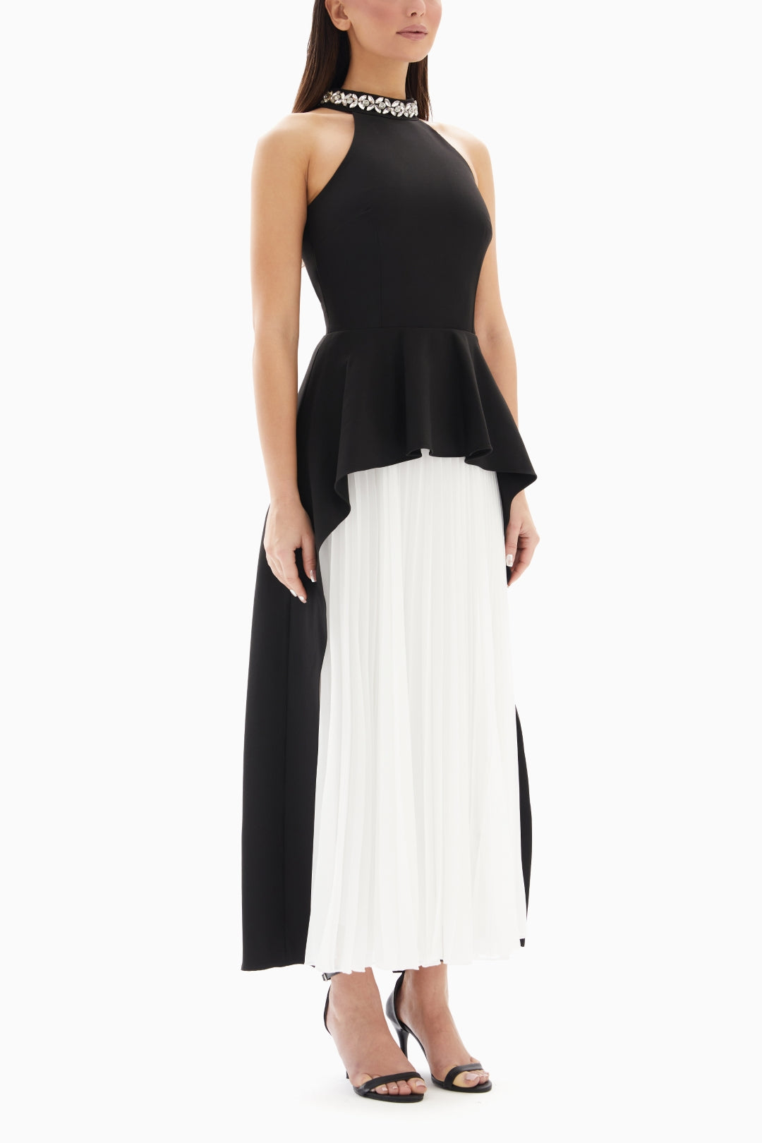 Maxi Black/White Asymmetrical Dress By WECRE8