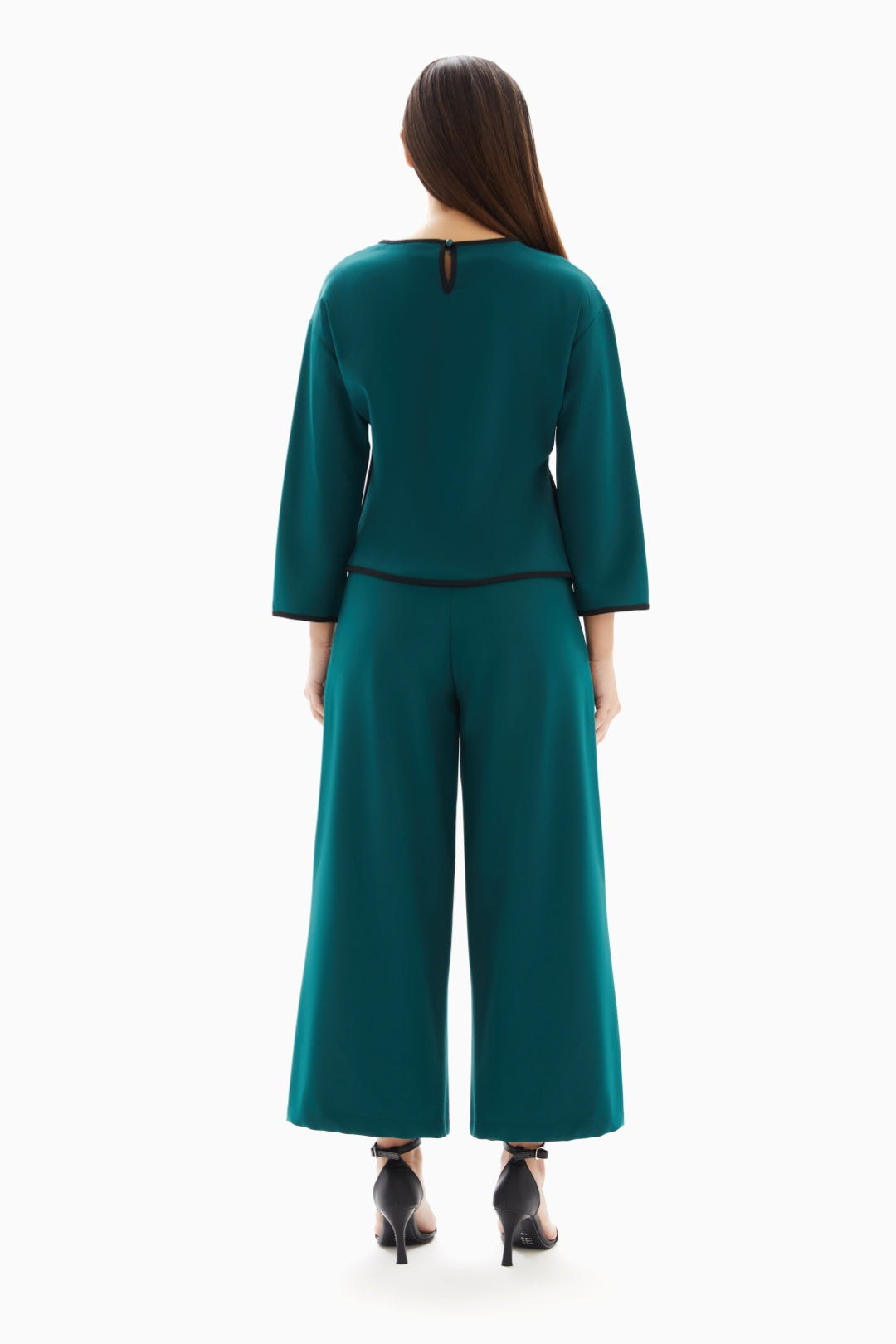 Teal Asymmetrical Set of Cropped Top and Trousers By WECRE8