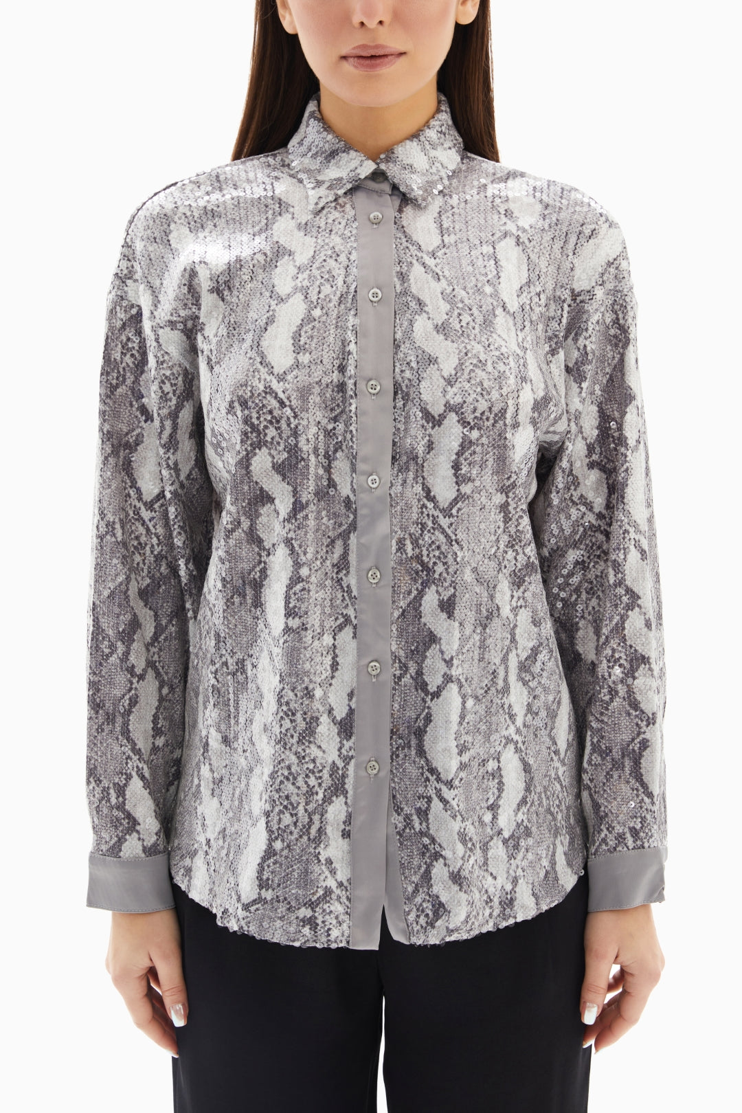 Grey/Black Snake Sequin Blouse By WECRE8