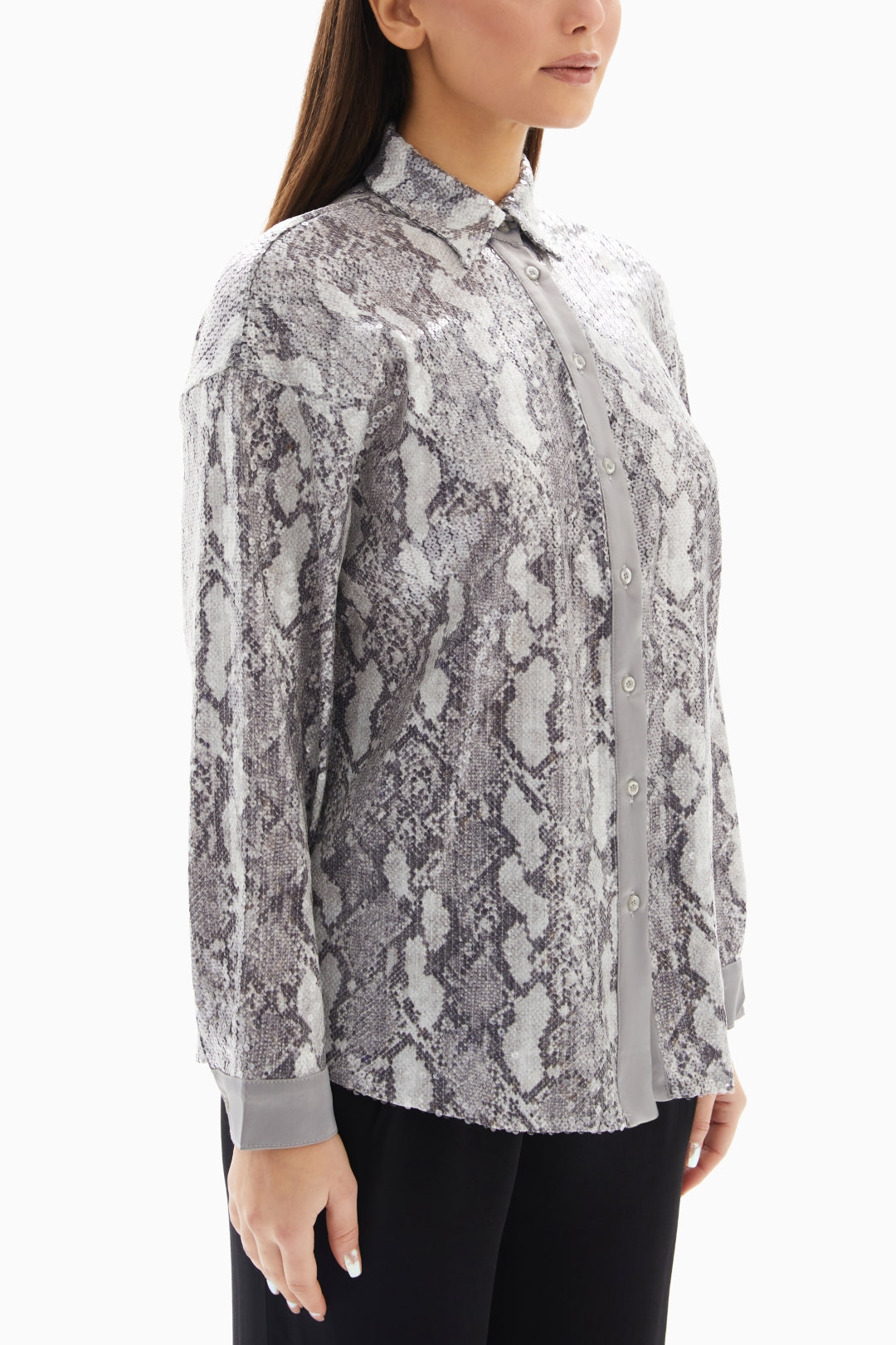 Grey/Black Snake Sequin Blouse By WECRE8