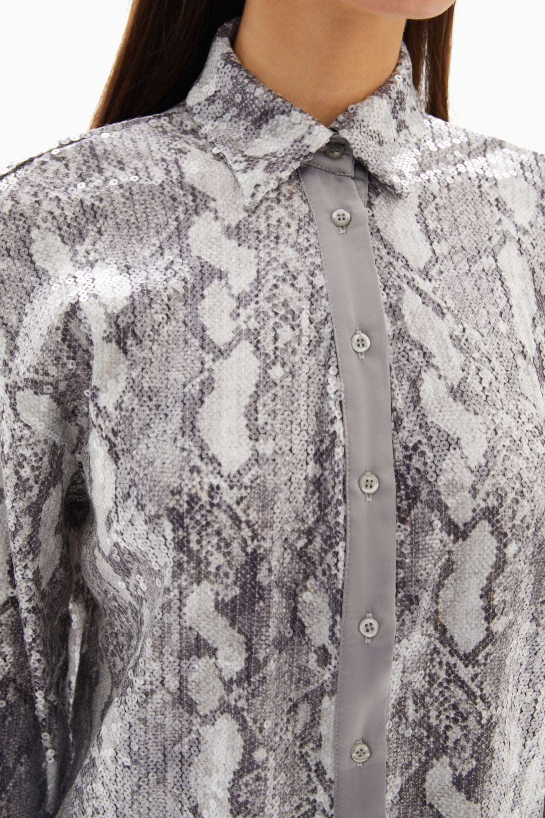 Grey/Black Snake Sequin Blouse By WECRE8