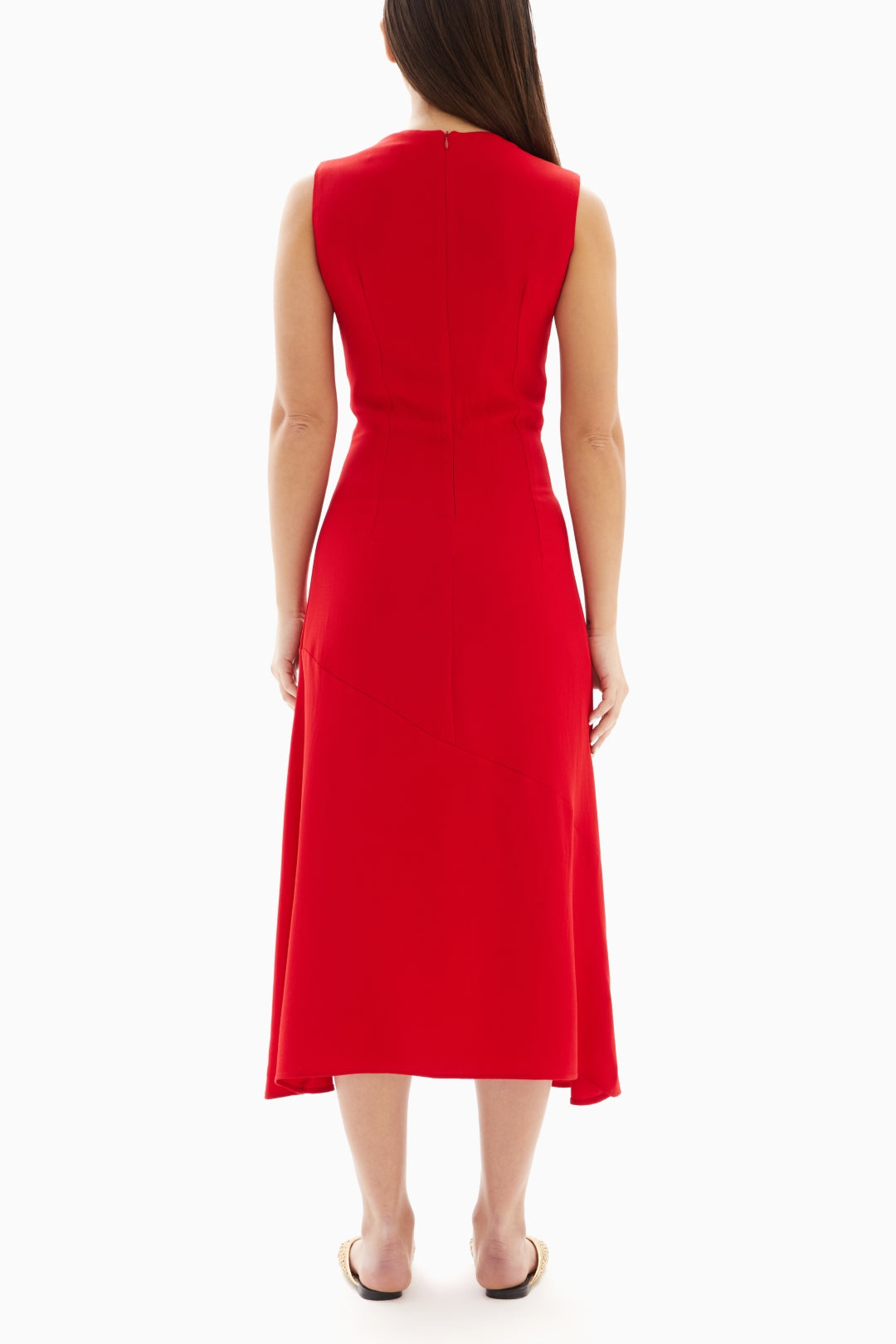 Midi Red Plain Dress with Buckle By WECRE8