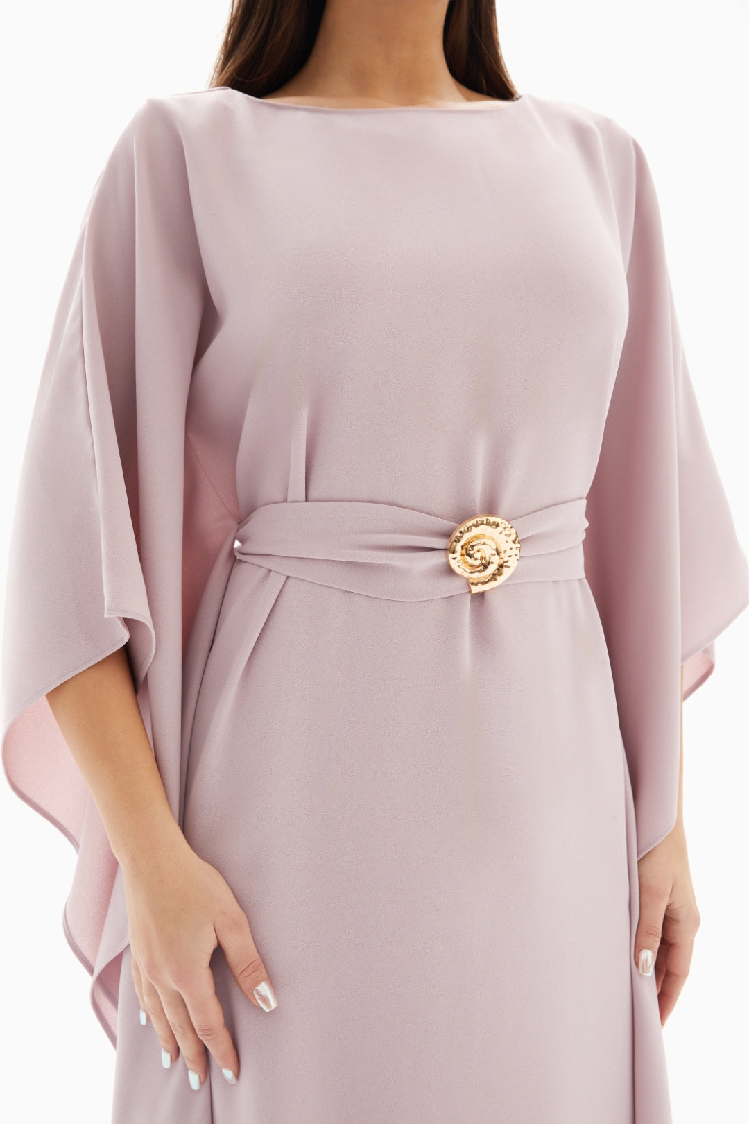 Maxi Pink Plain Dress with Belt By WECRE8