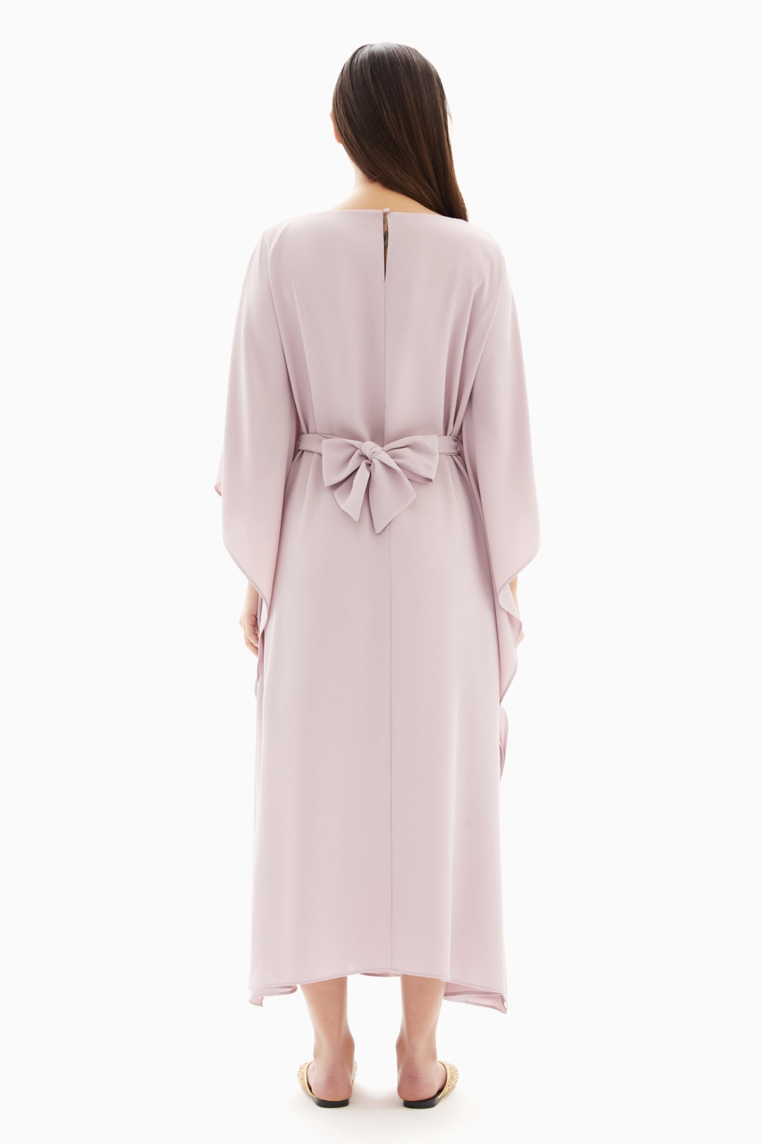 Maxi Pink Plain Dress with Belt By WECRE8