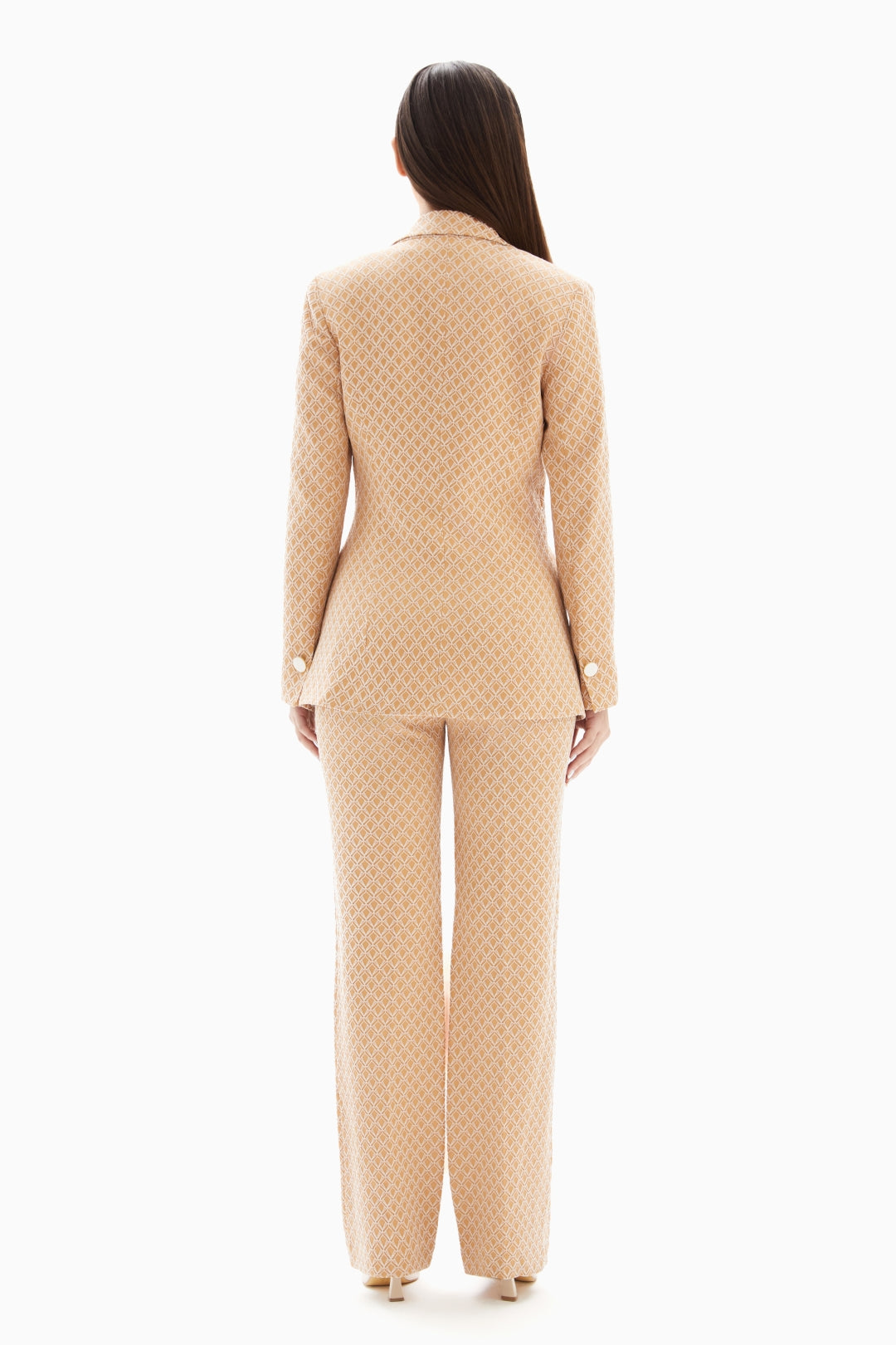 Beige Set of Geometric Blazer and Trousers By WECRE8