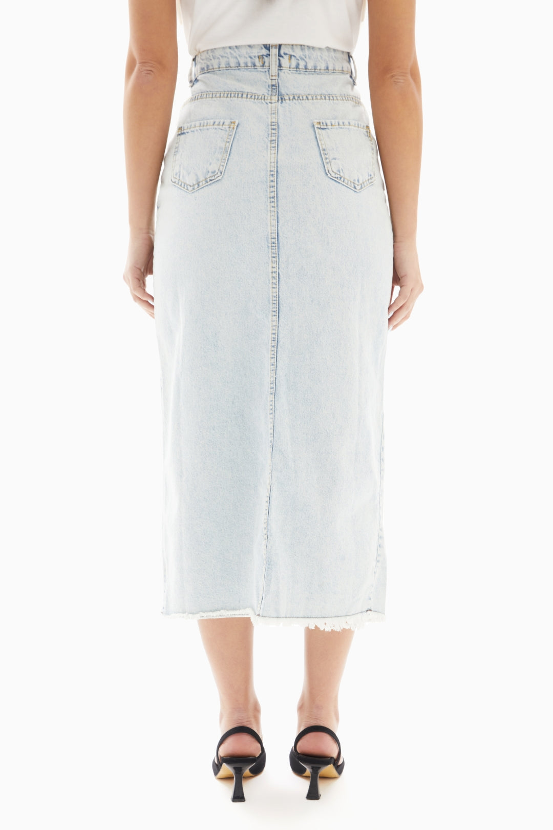 Light Blue Washed Denim Skirt By WECRE8