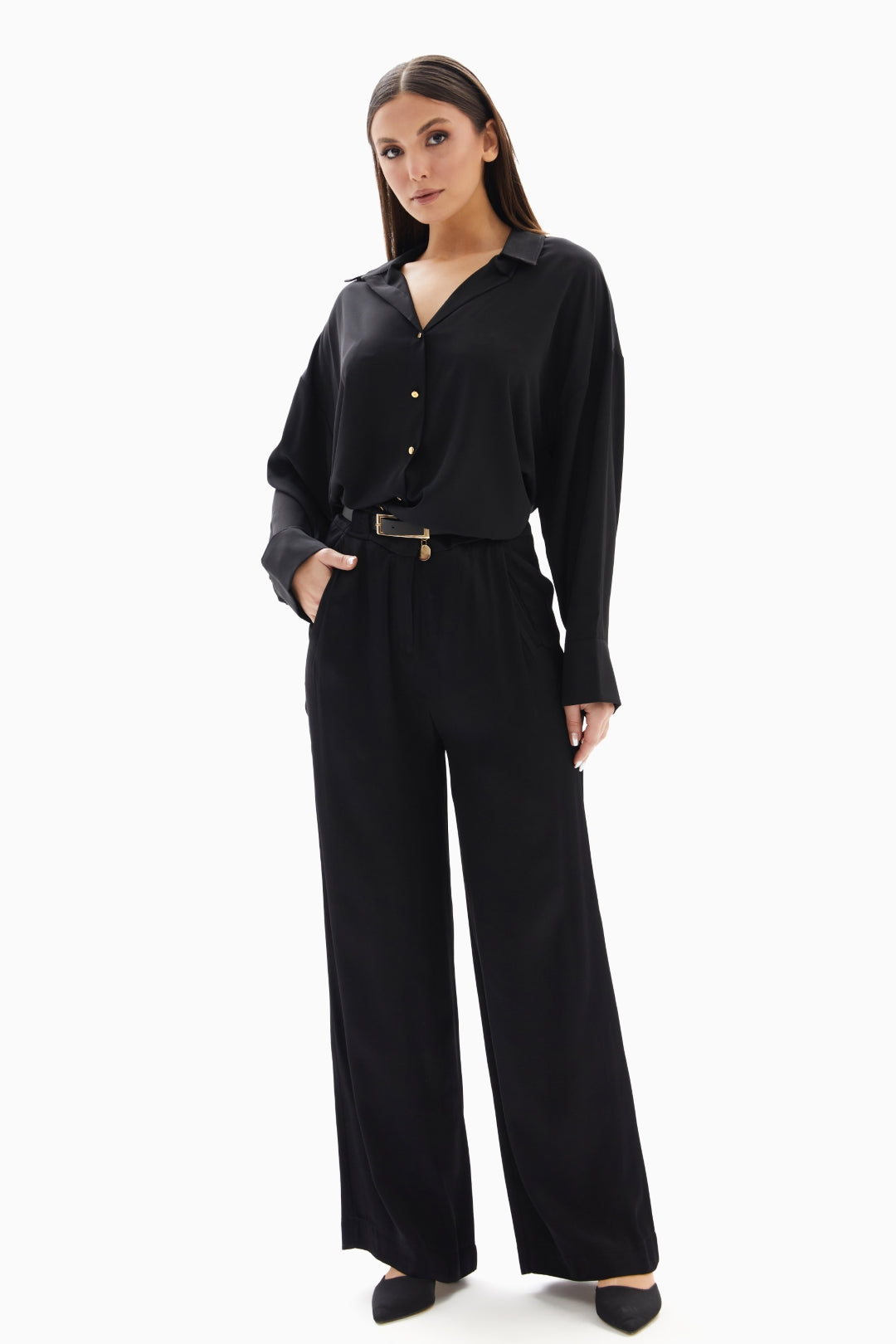 Black Plain Trousers with Belt By WECRE8