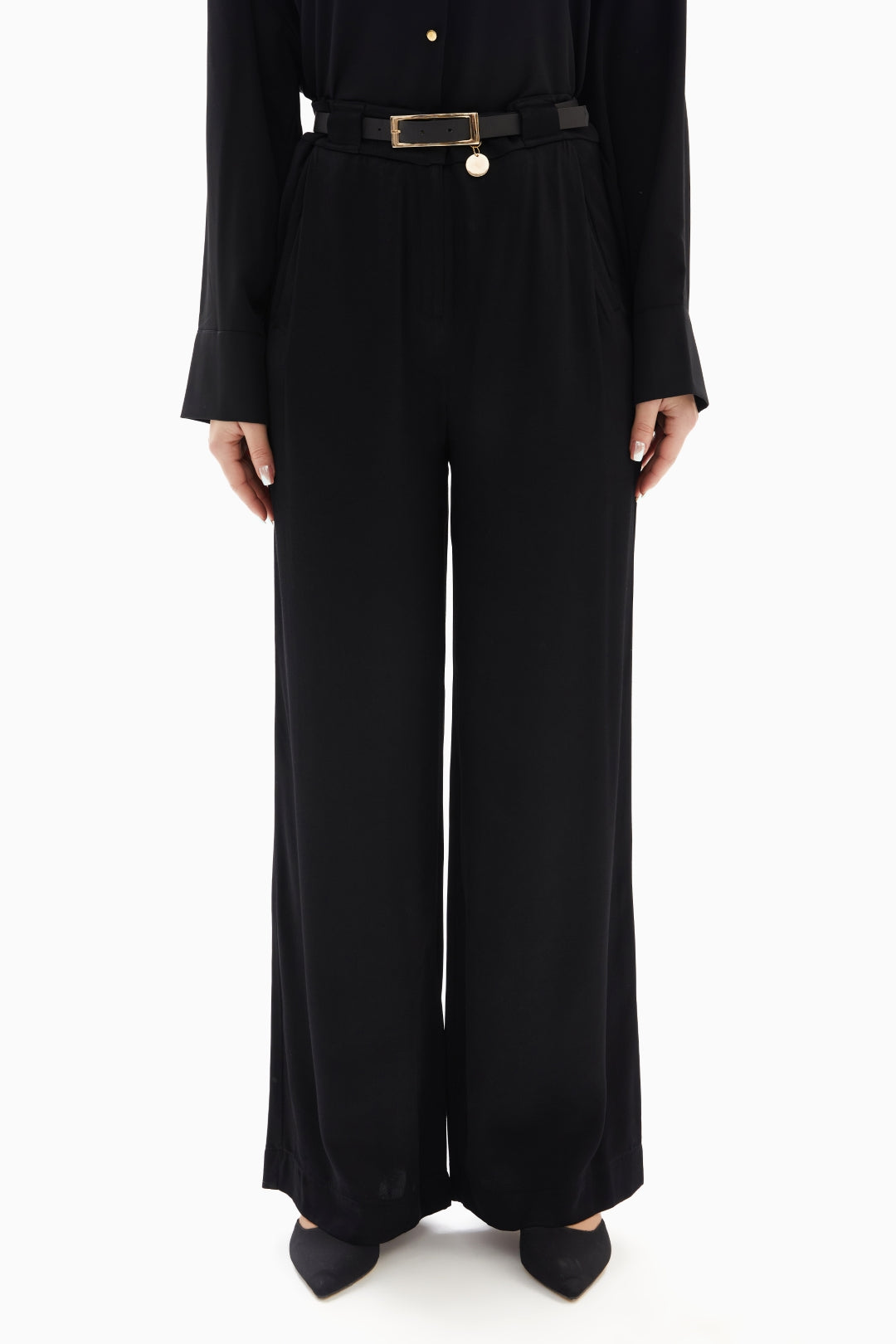 Black Plain Trousers with Belt By WECRE8