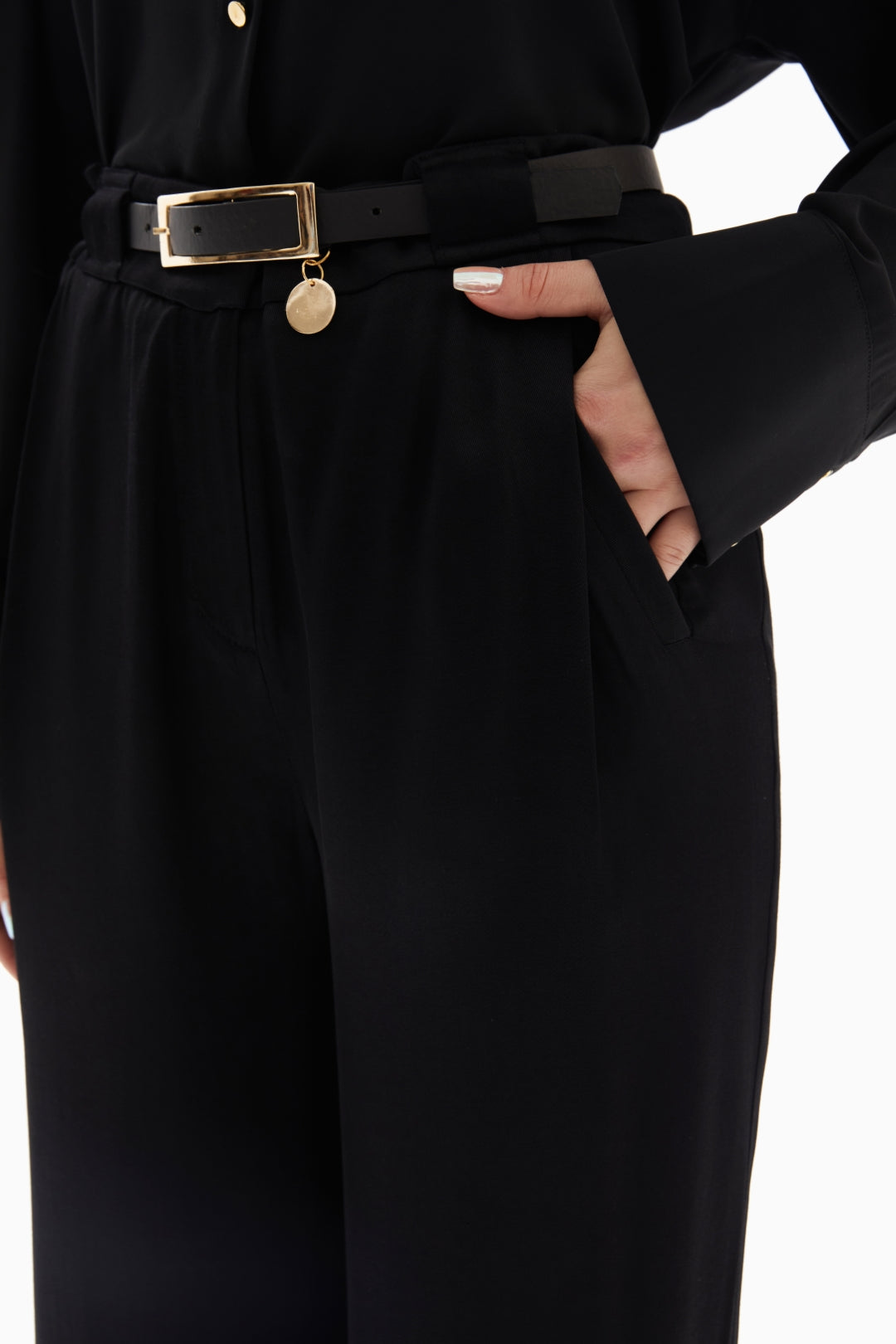 Black Plain Trousers with Belt By WECRE8