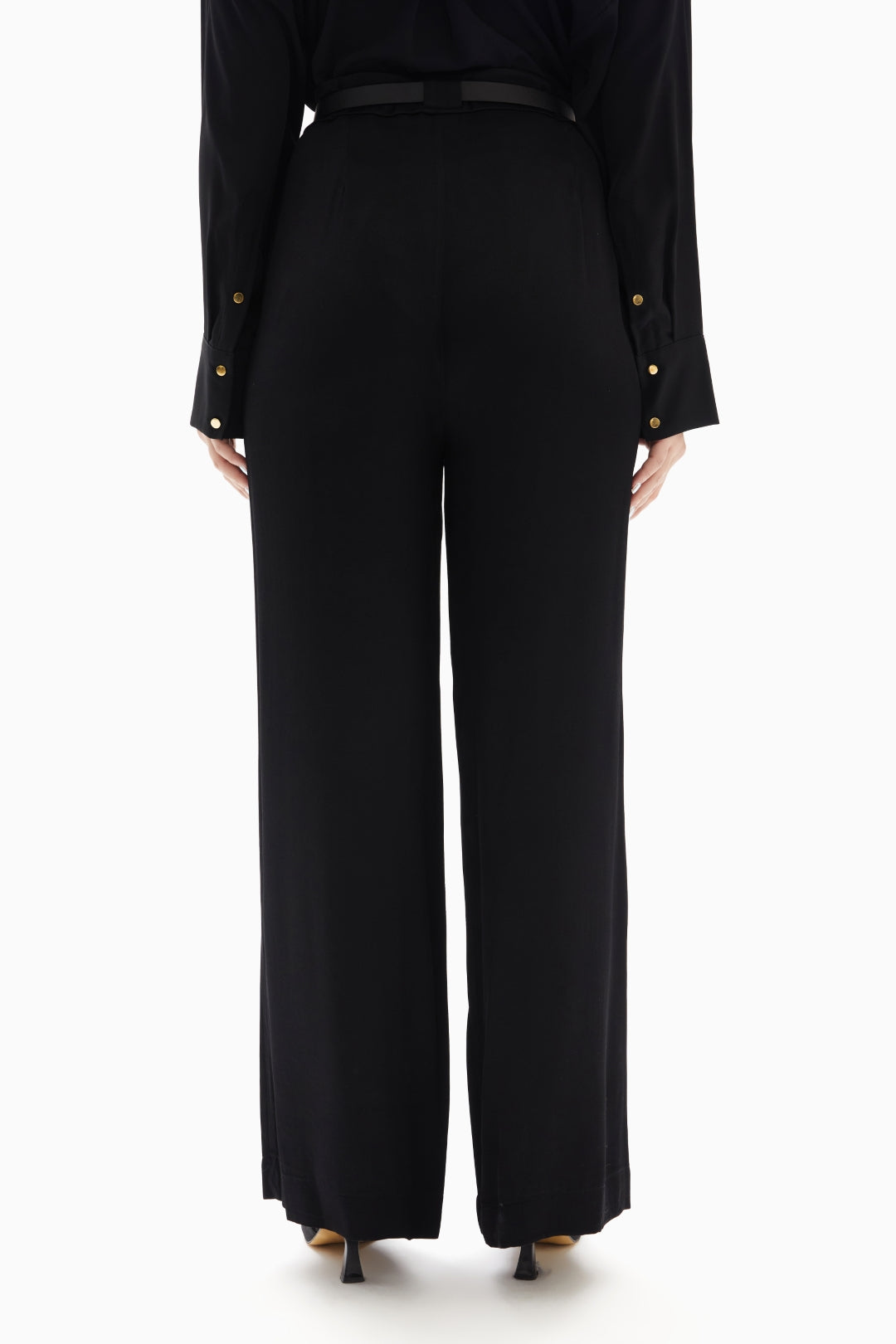 Black Plain Trousers with Belt By WECRE8