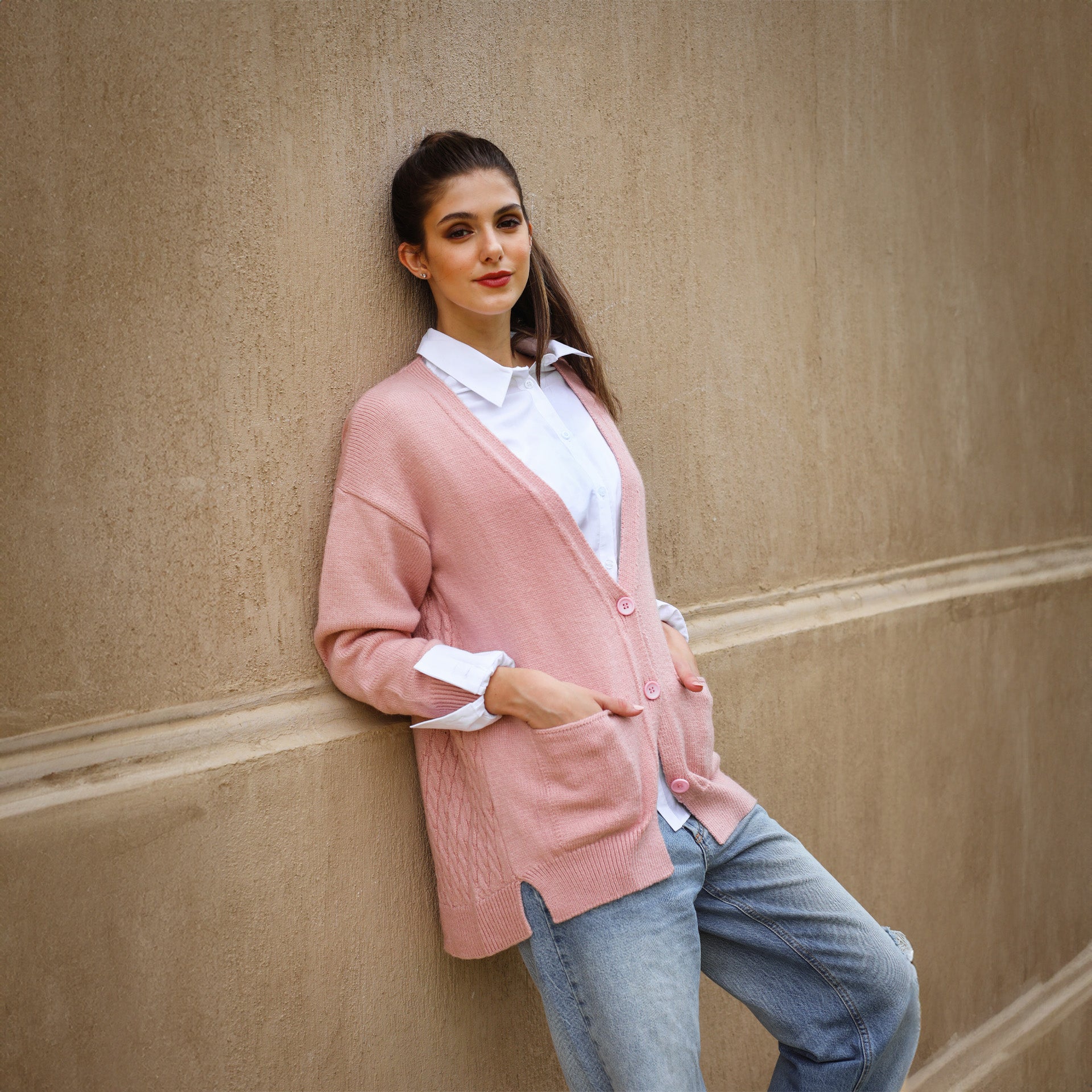 Free Size Pink Lavish Cardigan - Camicie