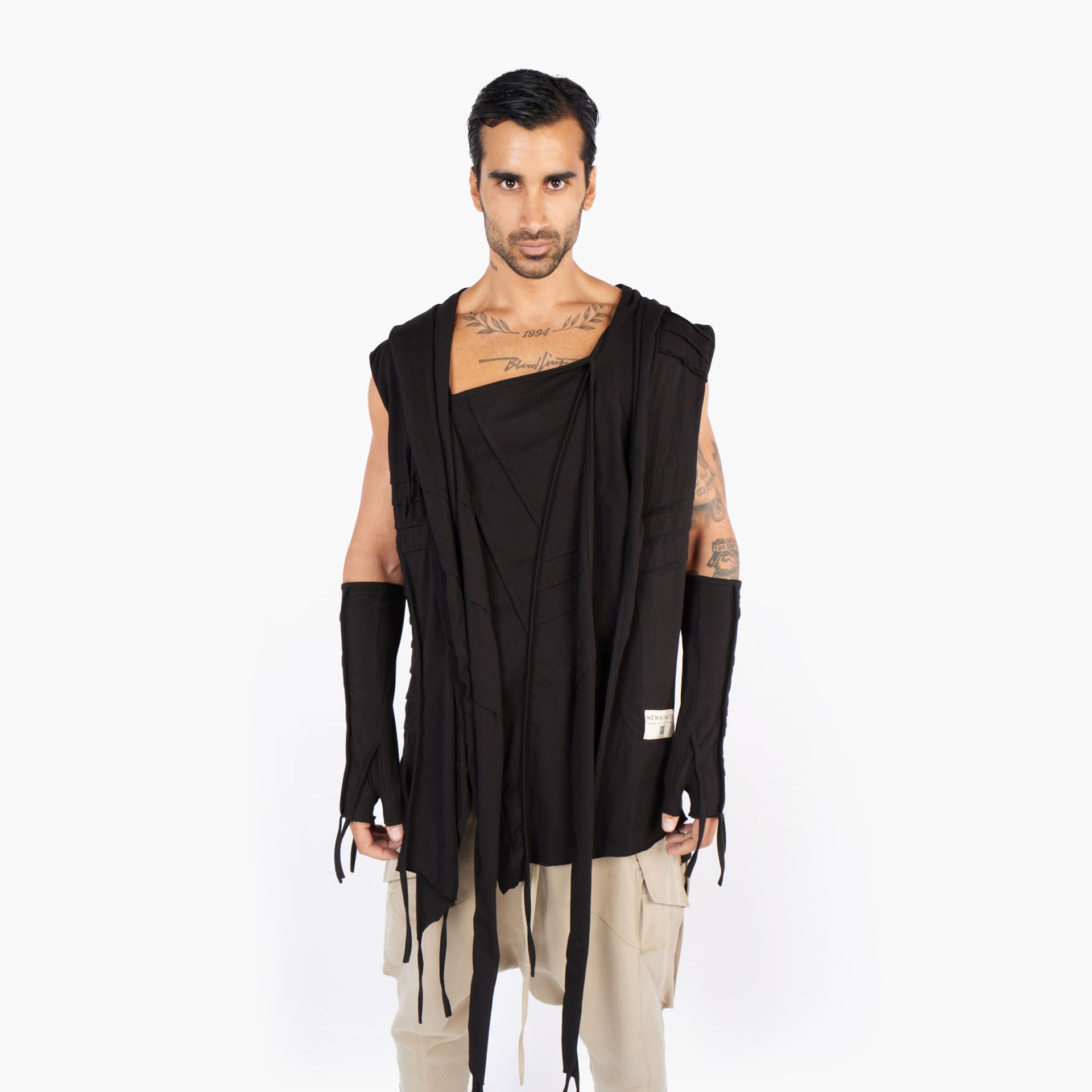 Agartha Unisex Black Futuristic Oversized Sleeveless Top by Newminatis - WECRE8