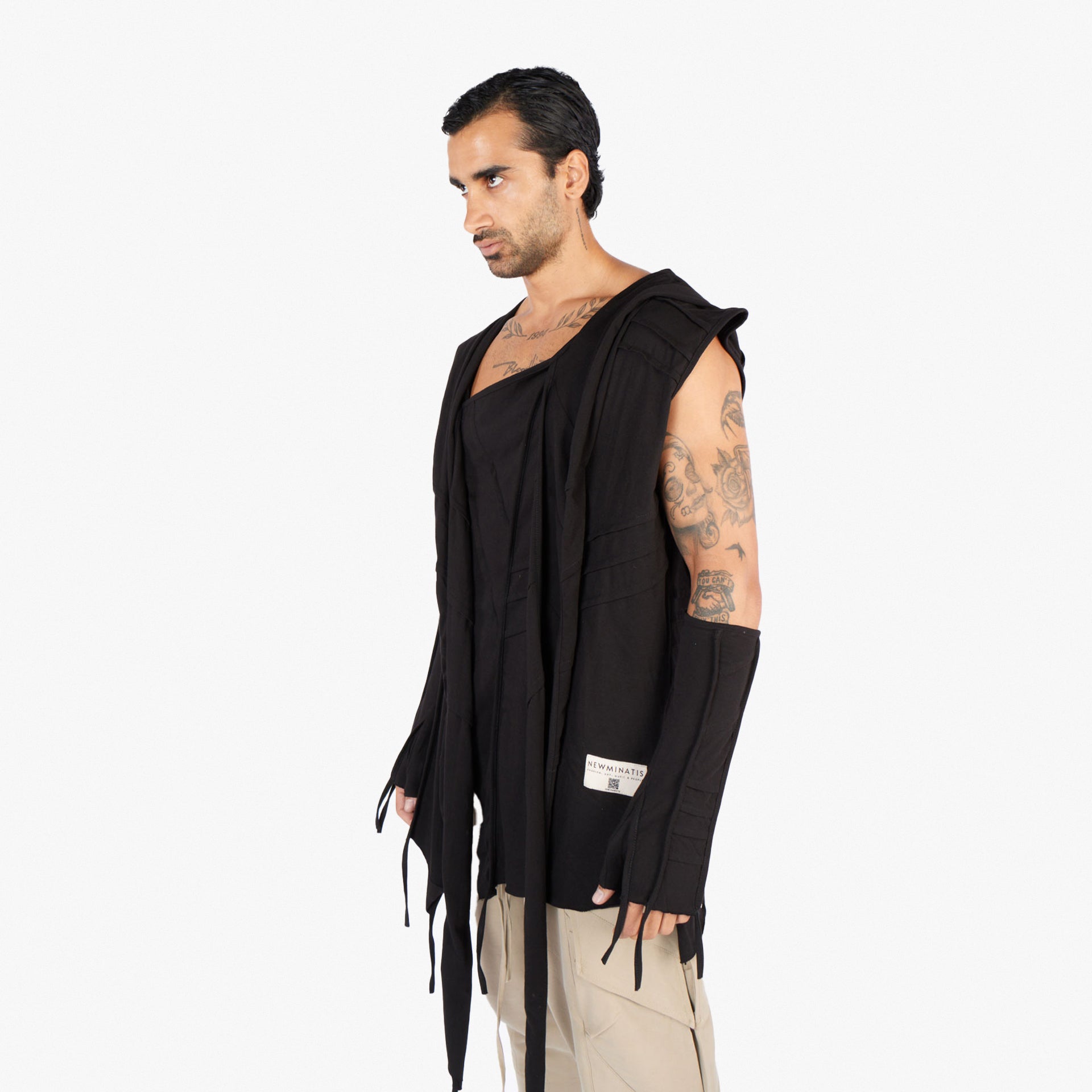 Agartha Unisex Black Futuristic Oversized Sleeveless Top by Newminatis - WECRE8